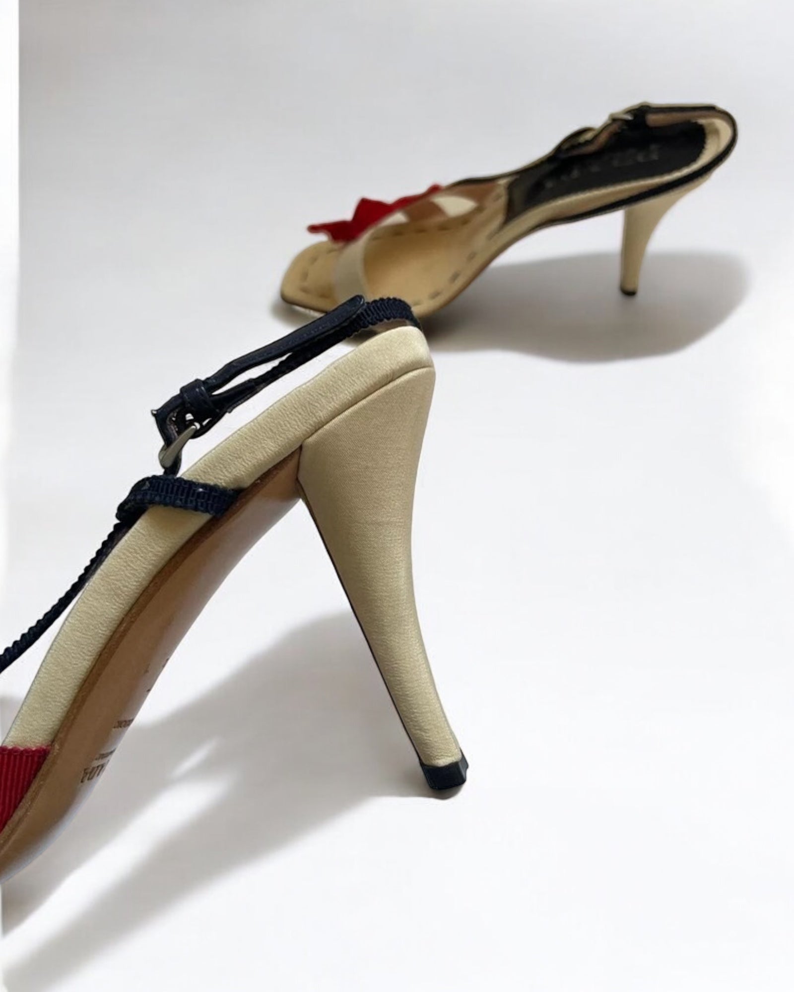 Prada Cream and Red Bow Sandals, c. 2000s