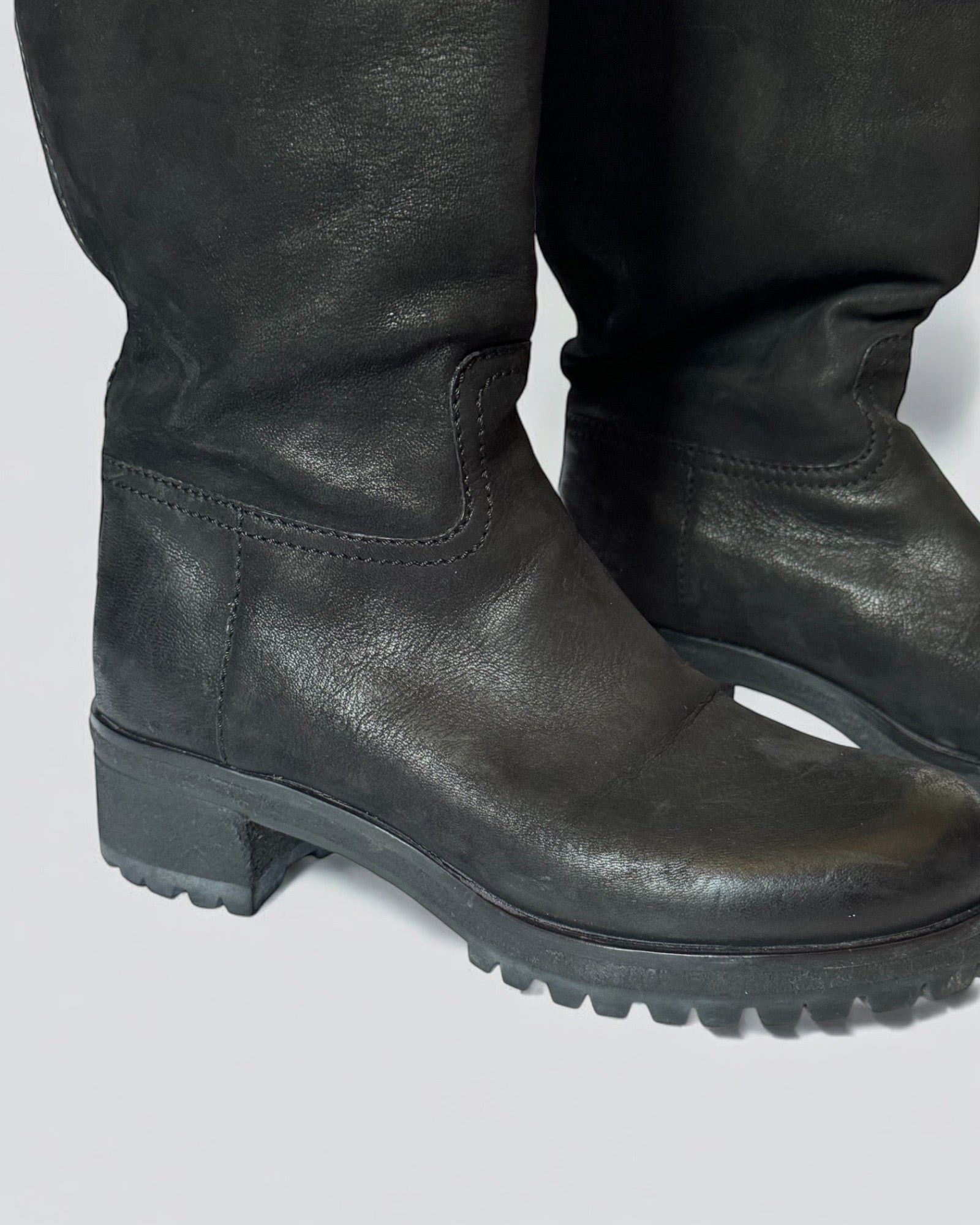 Prada Black Leather Mid Calf Boots, c. 2000s
