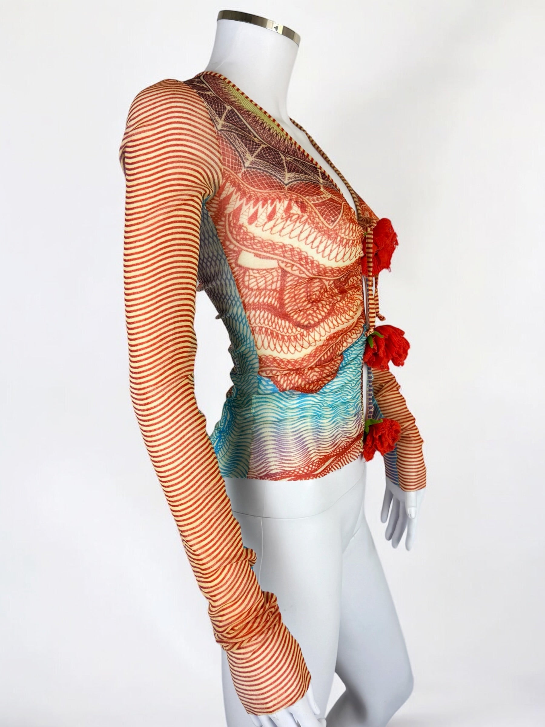 Jean Paul Gaultier Flower Corsage Mesh Top, 1990s