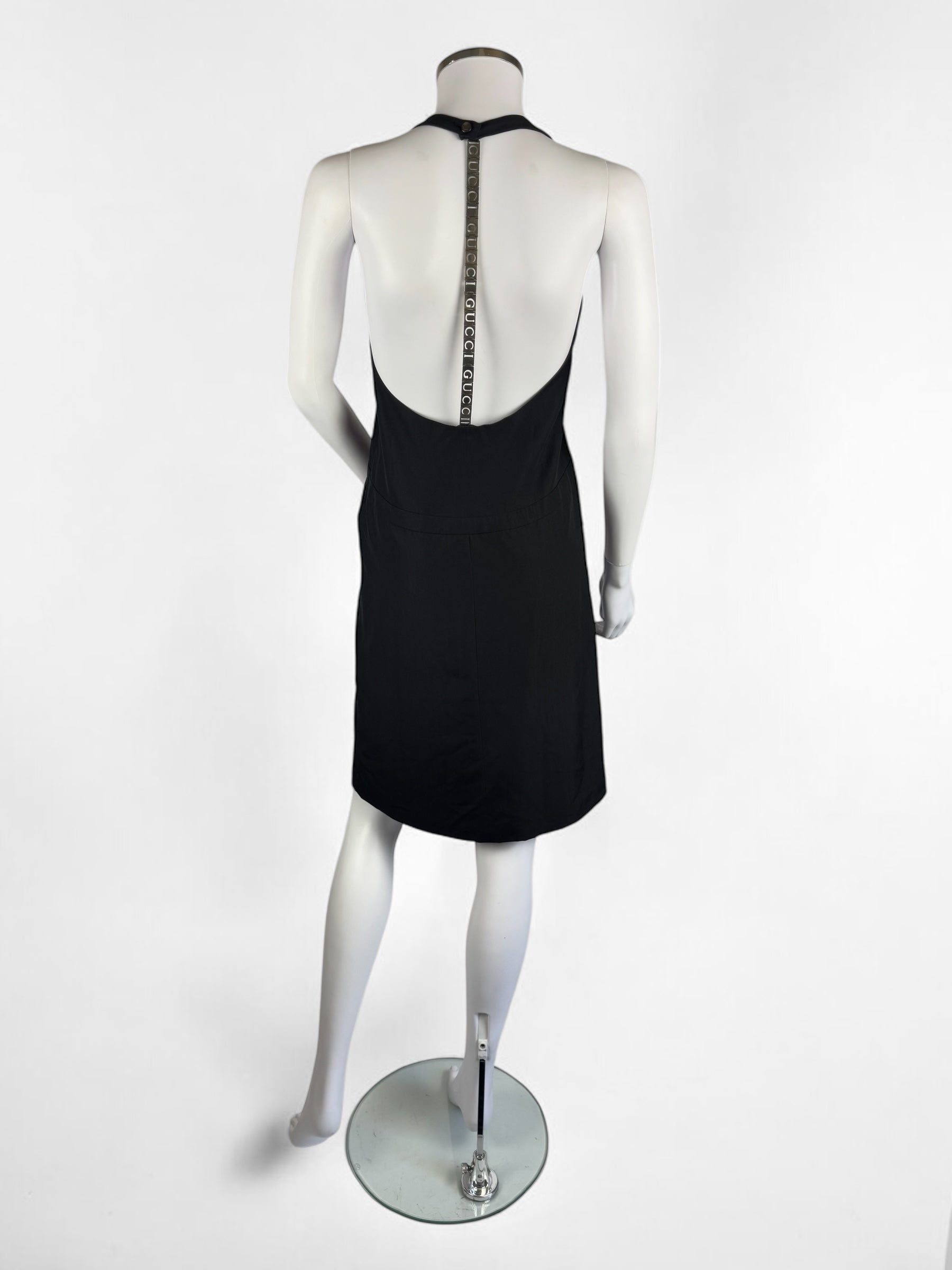 Gucci by Tom Ford Metal Chain Logo Back Mini Dress, 1996