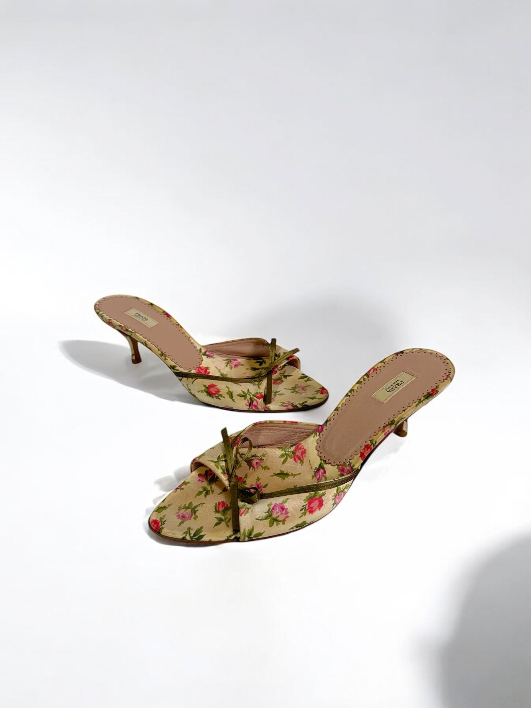 Prada Floral Satin Sandals, c. 2000s