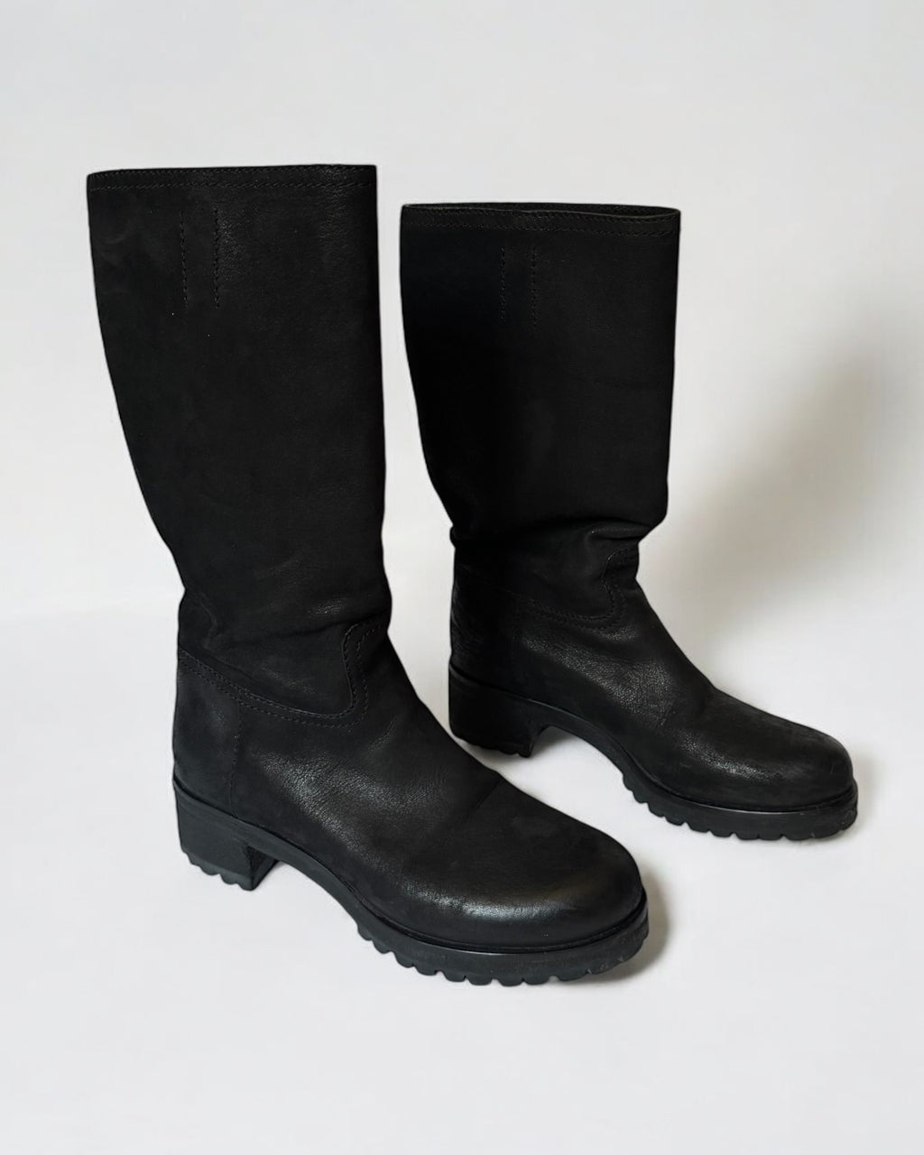 Prada Black Leather Mid Calf Boots, c. 2000s