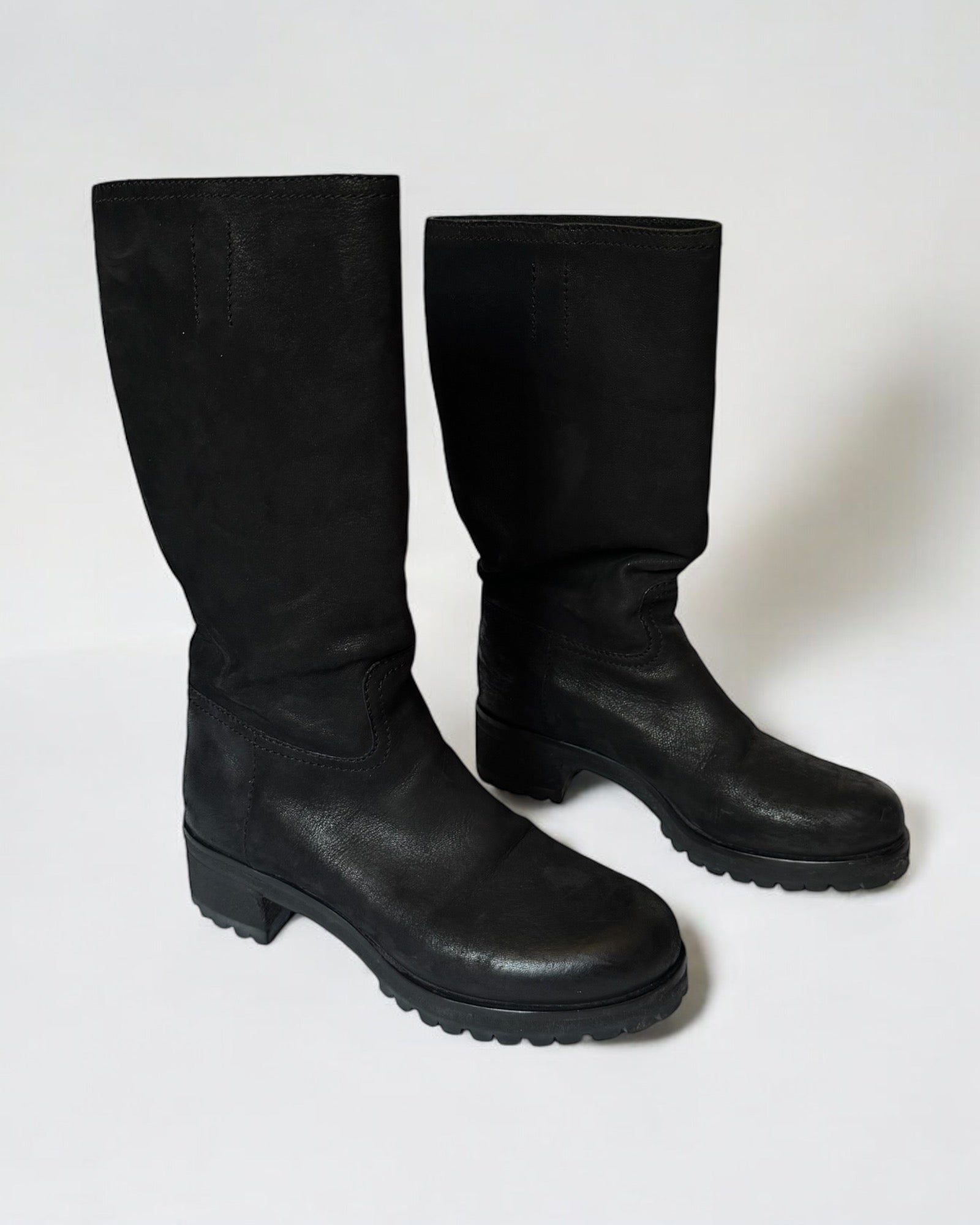 Prada Black Leather Mid Calf Boots, c. 2000s