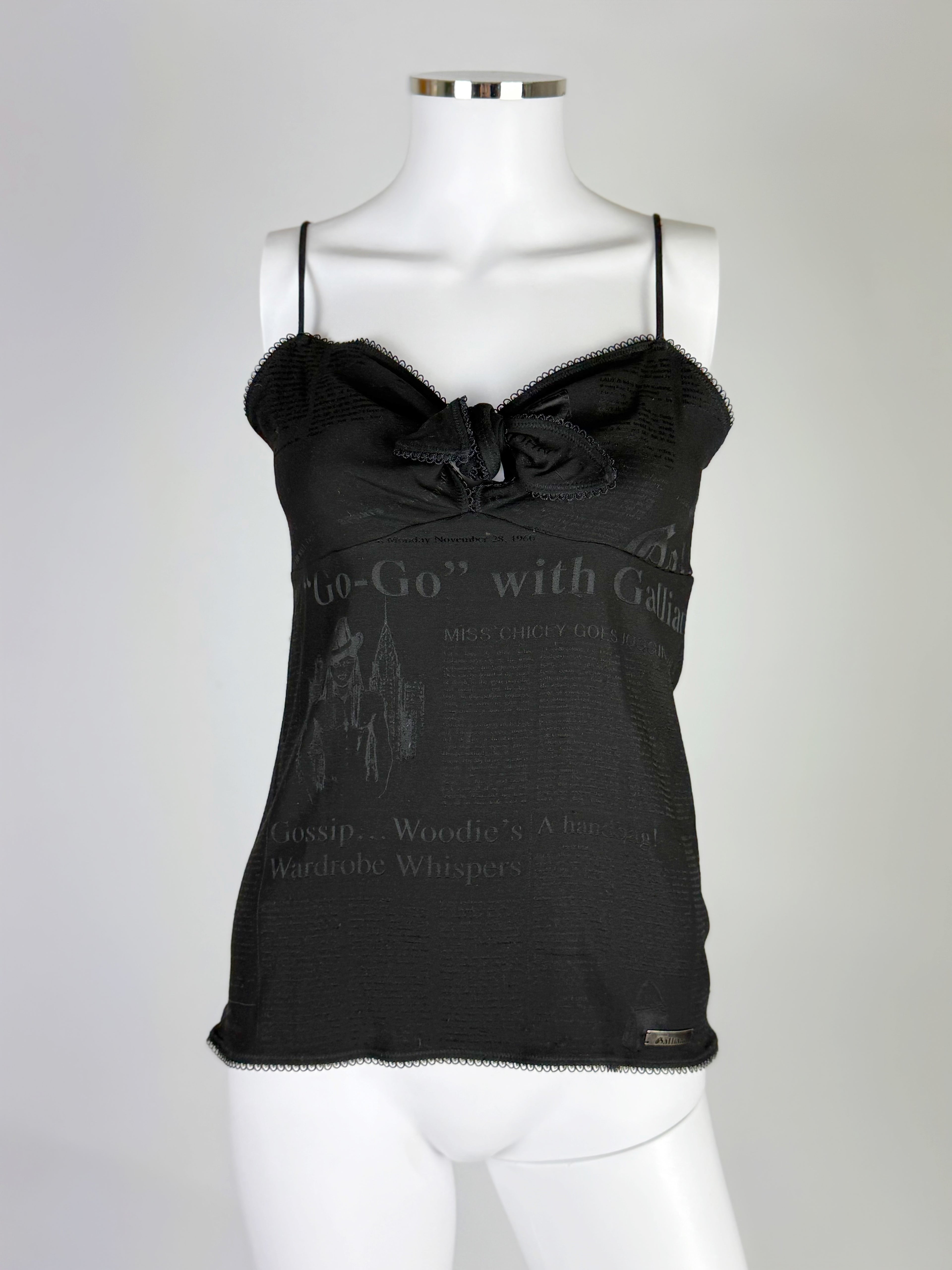 John Galliano Newspaper Print Silk Mix Cami, 2006