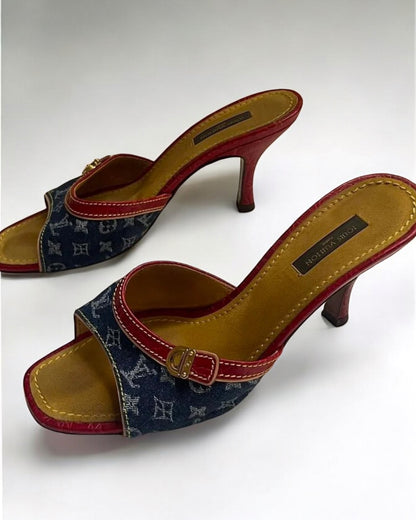 Louis Vuitton by Marc Jacobs Denim Monogram Heels, 2005