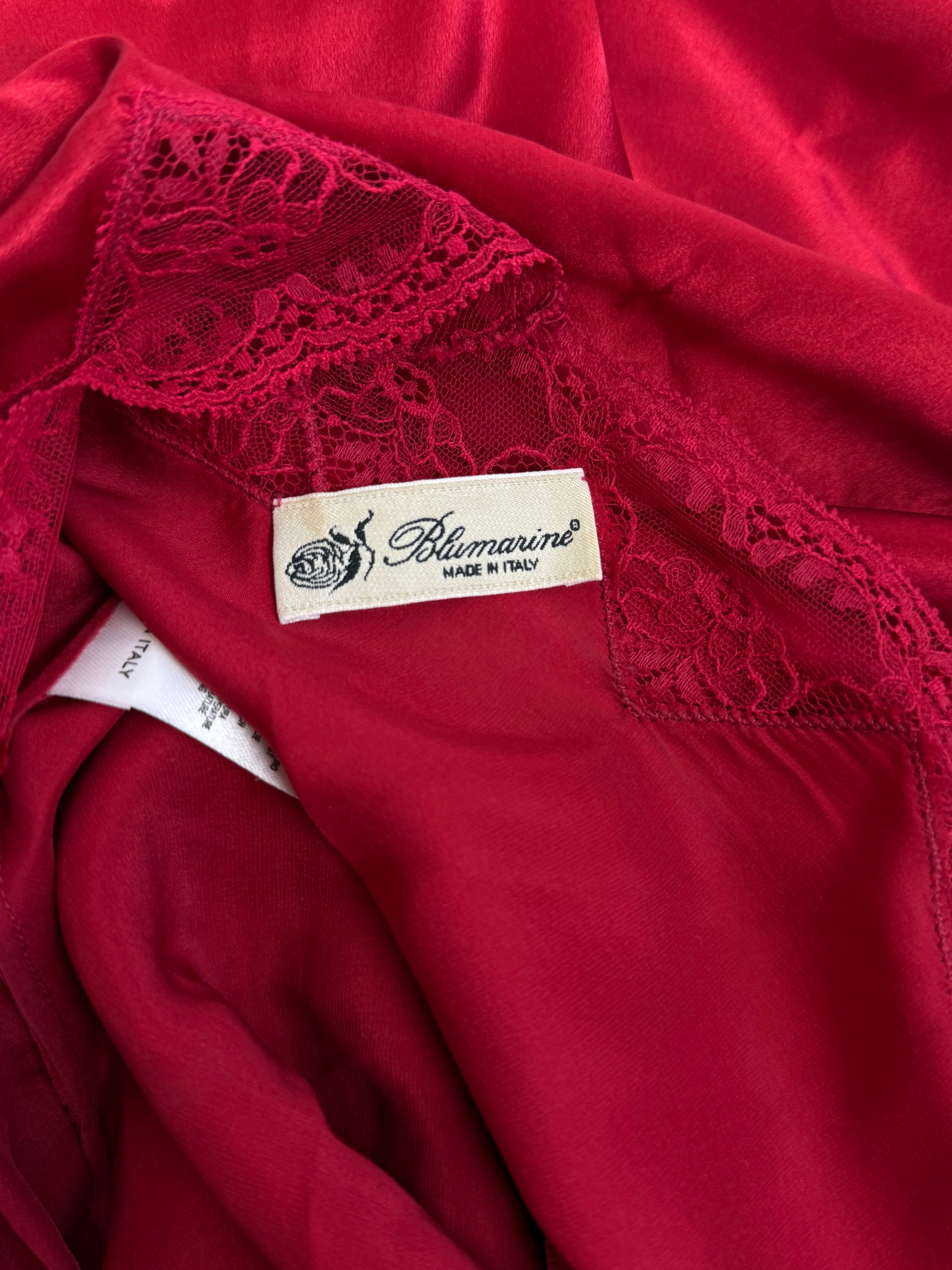 Blumarine Red Silk Lace Insert Slip Dress, c. 2000s