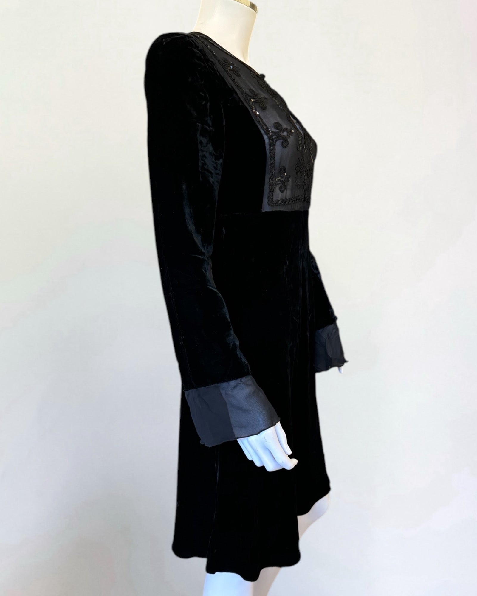 Blumarine Black Silk and Velvet Mini Dress, FW 2002