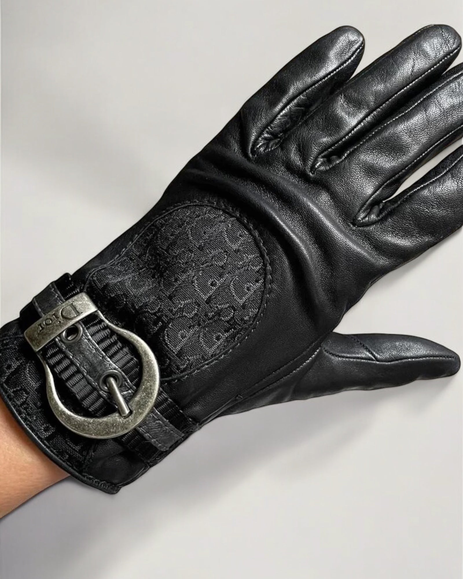 Christian Dior by John Galliano Monogram Leather Gloves, c. 2000s