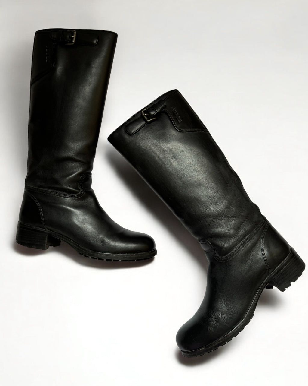 Prada Sport Black Leather Knee High Boots, c. 2000s