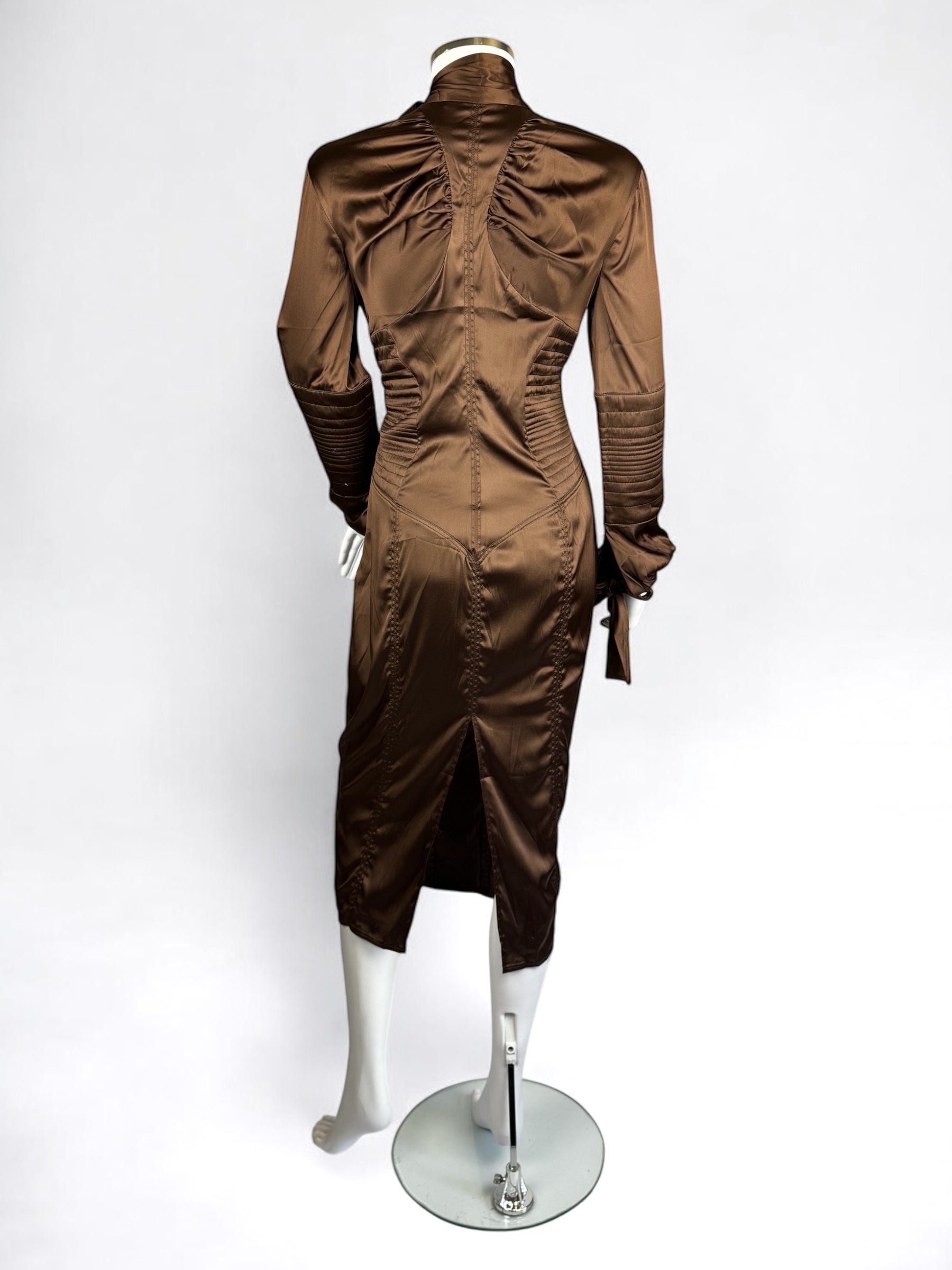 Gucci by Tom Ford Brown Silk Bow Dress, FW 2003