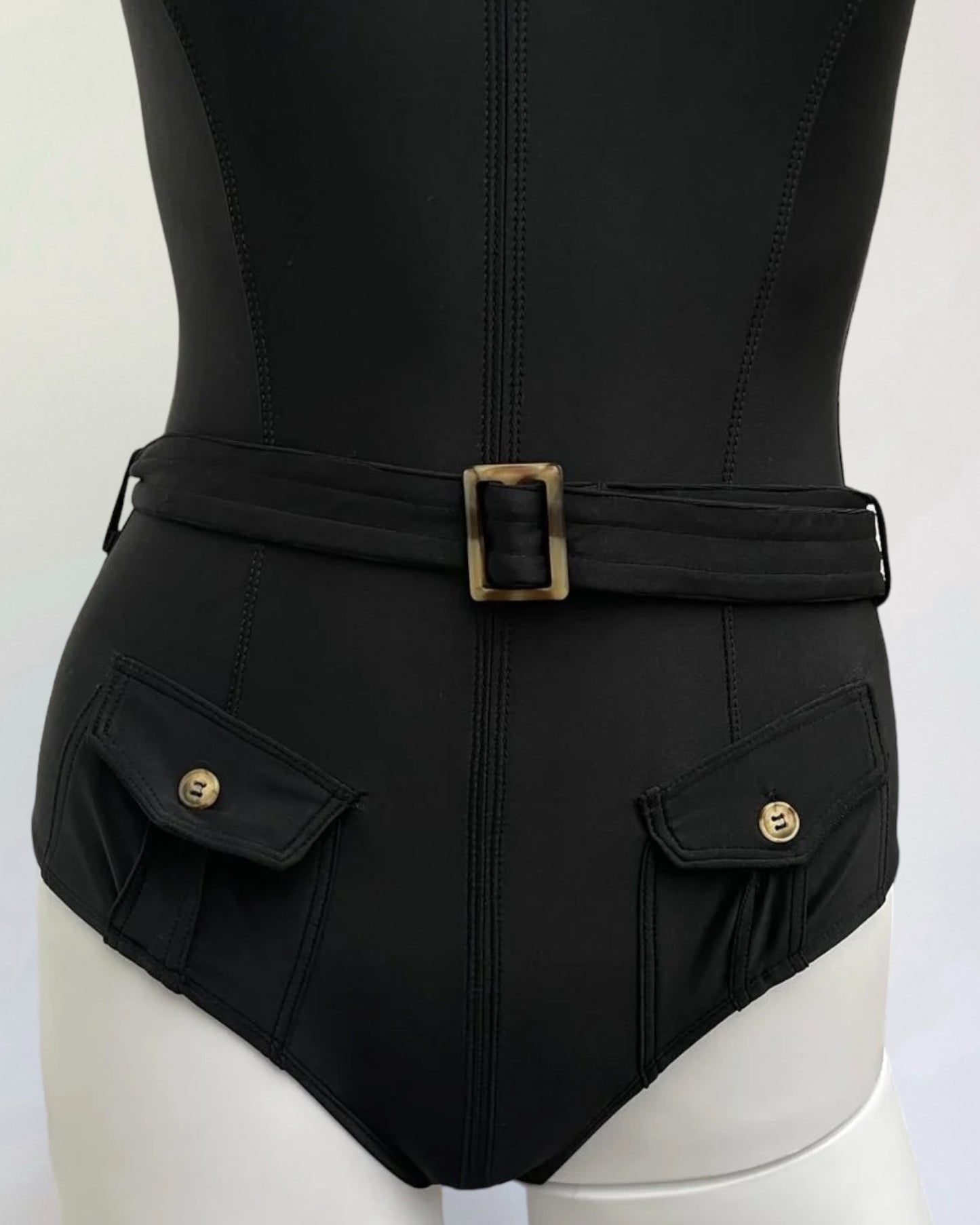 Jean Paul Gaultier Black Belted Swimsuit c. 1990s