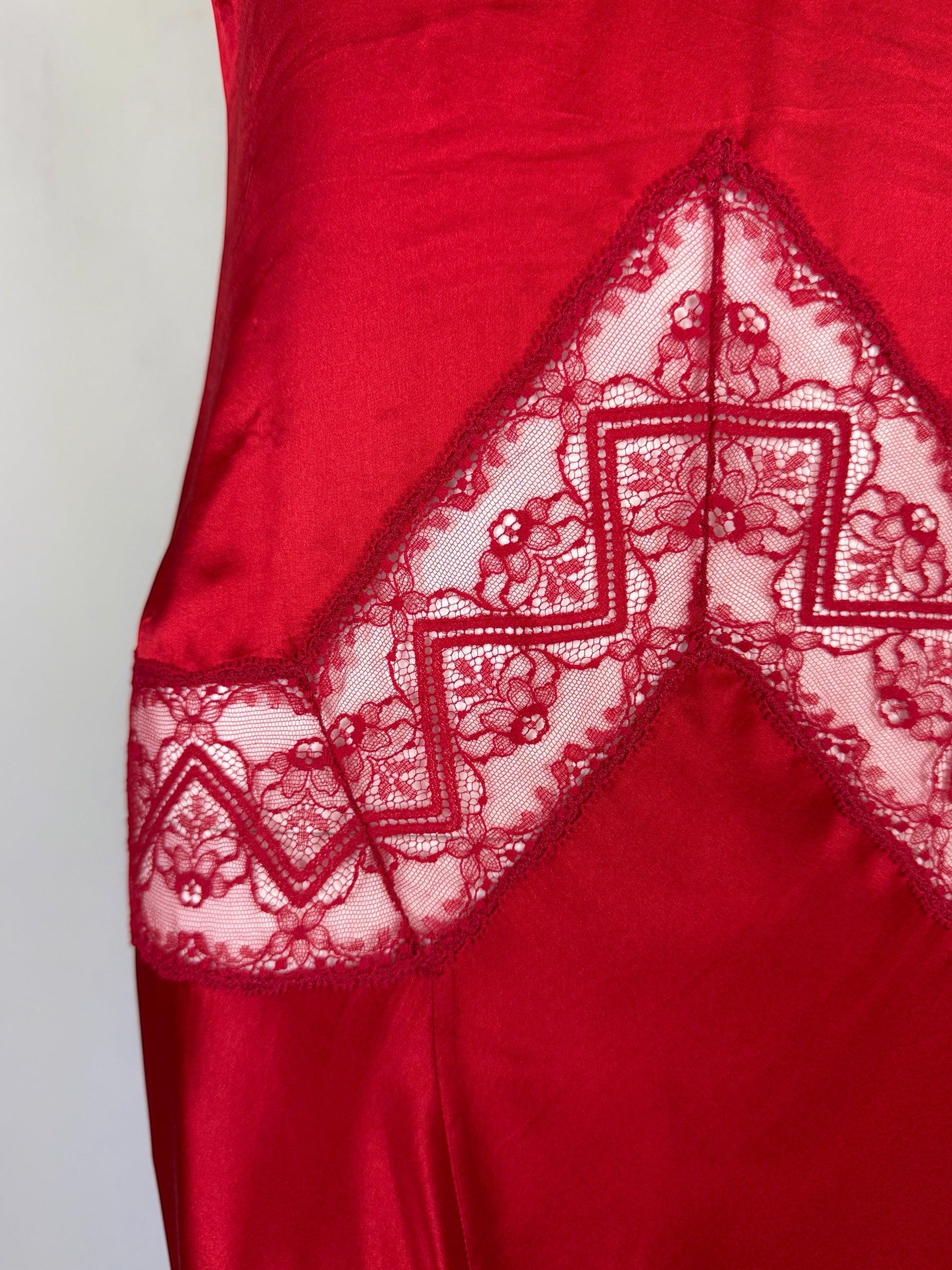 Blumarine Red Silk Lace Insert Slip Dress, c. 2000s