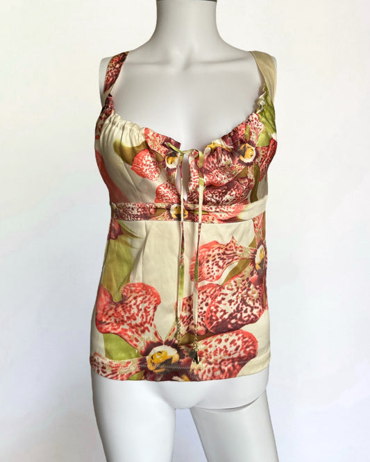 Roberto Cavalli Orchid Print Silk Cami, 2004