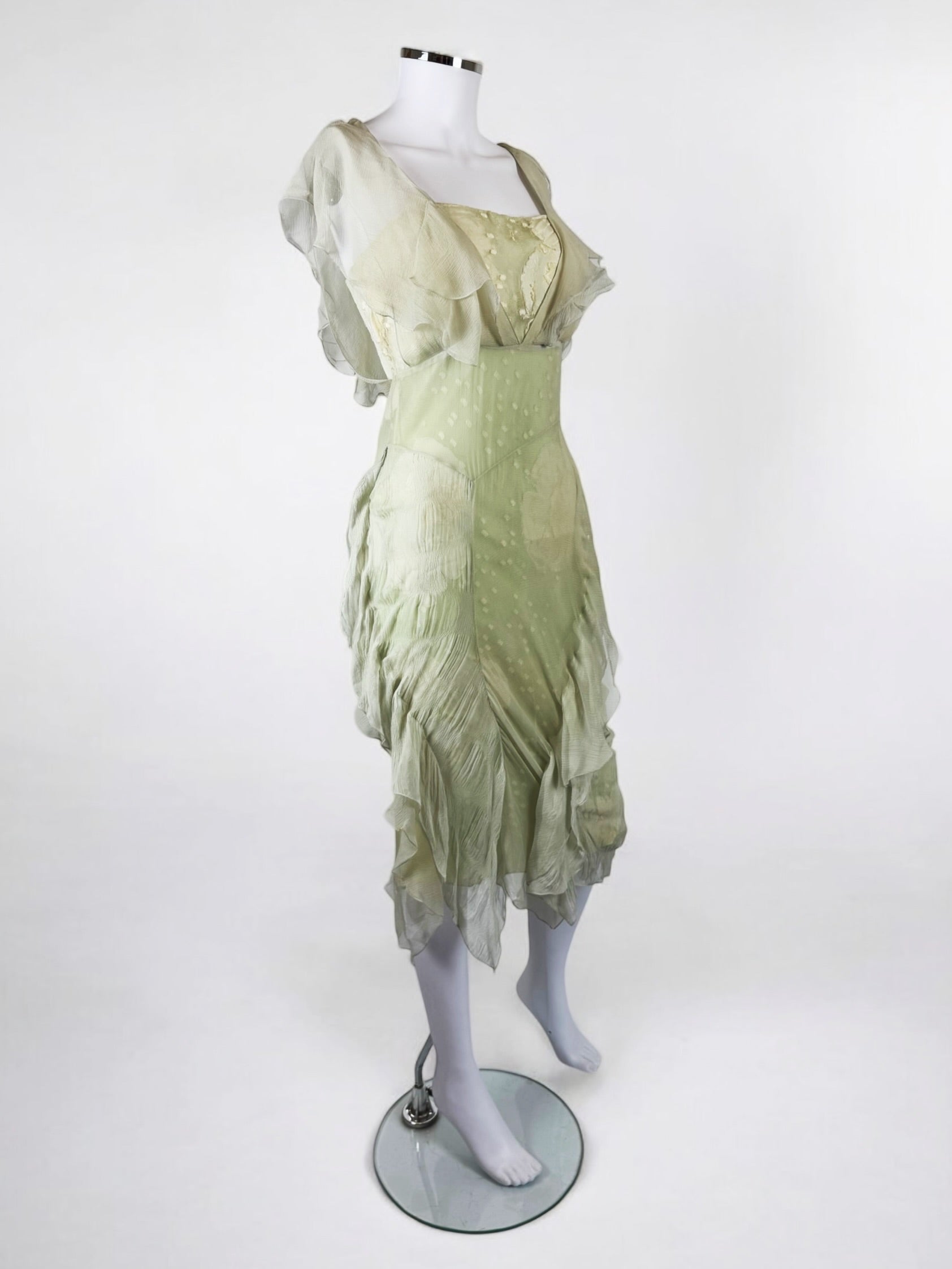 Christian Dior by John Galliano Silk Chiffon Lace Dress, 2006