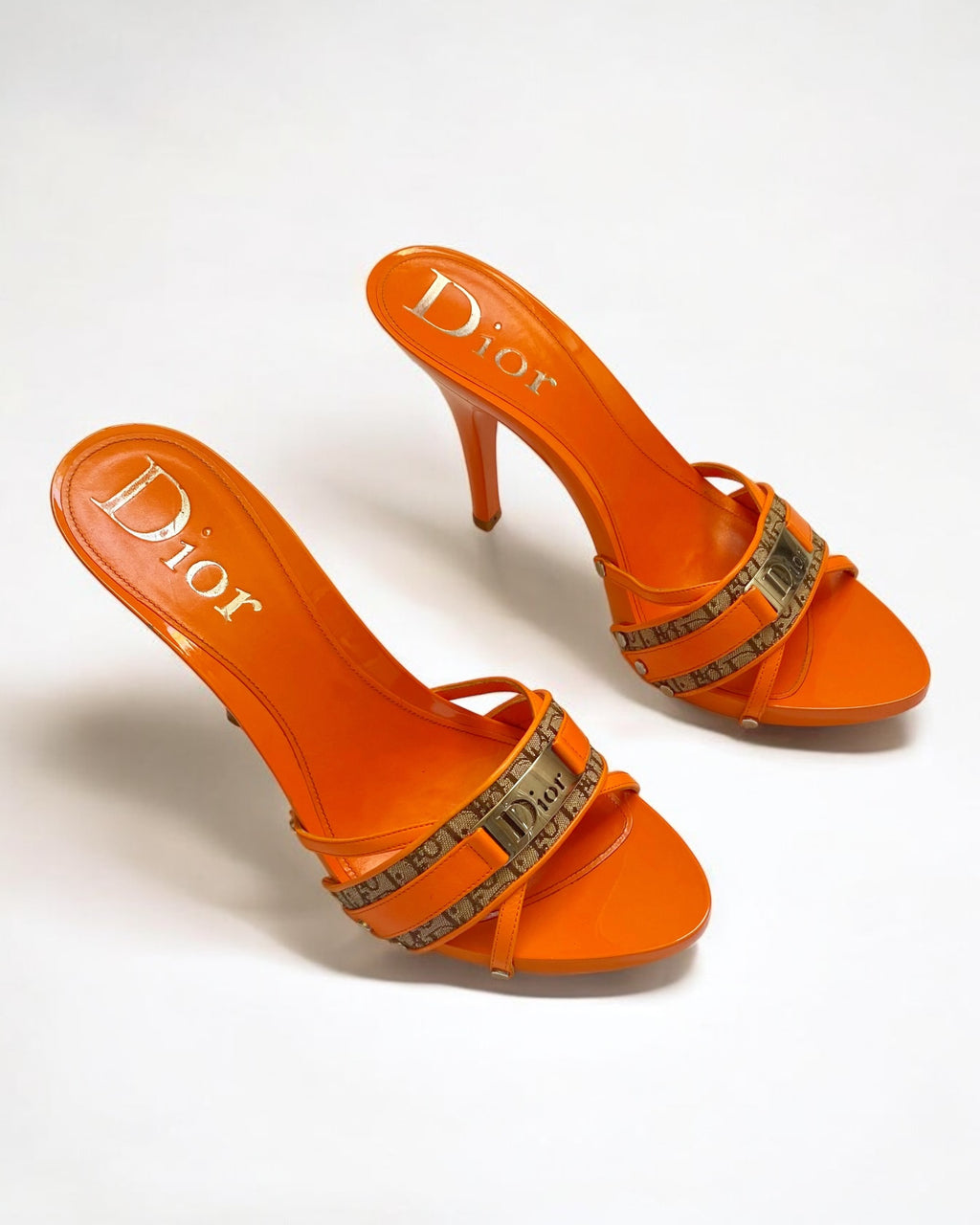 Christian Dior by John Galliano Orange Monogram Clogs, c. 2000s