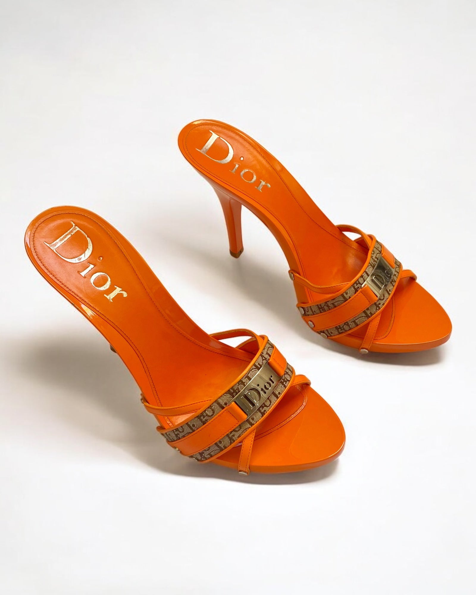 Christian Dior by John Galliano Orange Monogram Clogs, c. 2000s