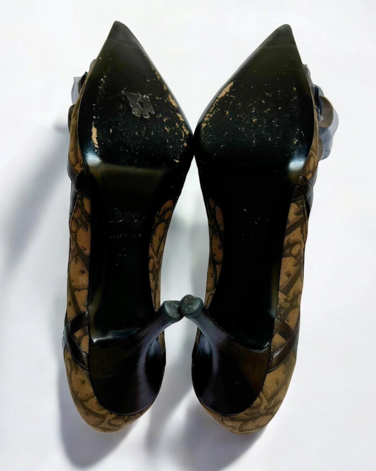 Christian Dior by John Galliano Flower Applique Monogram Heels, c. 2000s