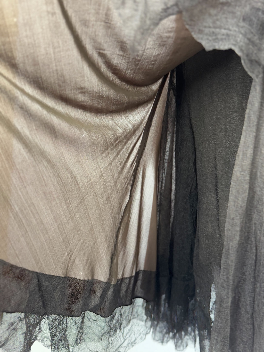Donna Karan Ruched Dress with Tulle Ruffles, FW 2004