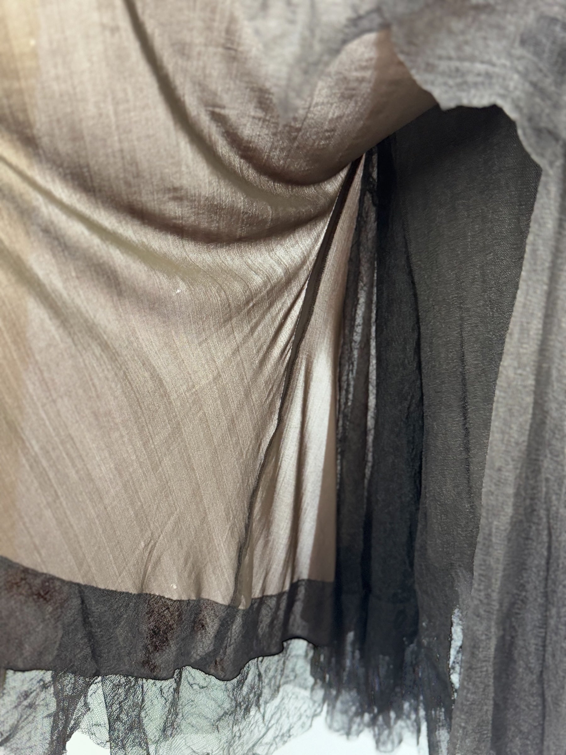 Donna Karan Ruched Dress with Tulle Ruffles, FW 2004