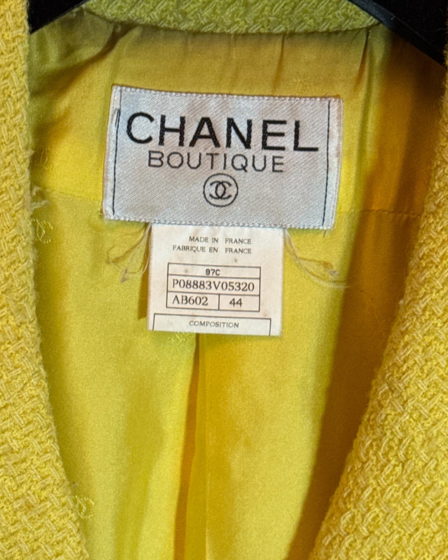 Chanel Yellow Wool Jacket, Cruise 1997