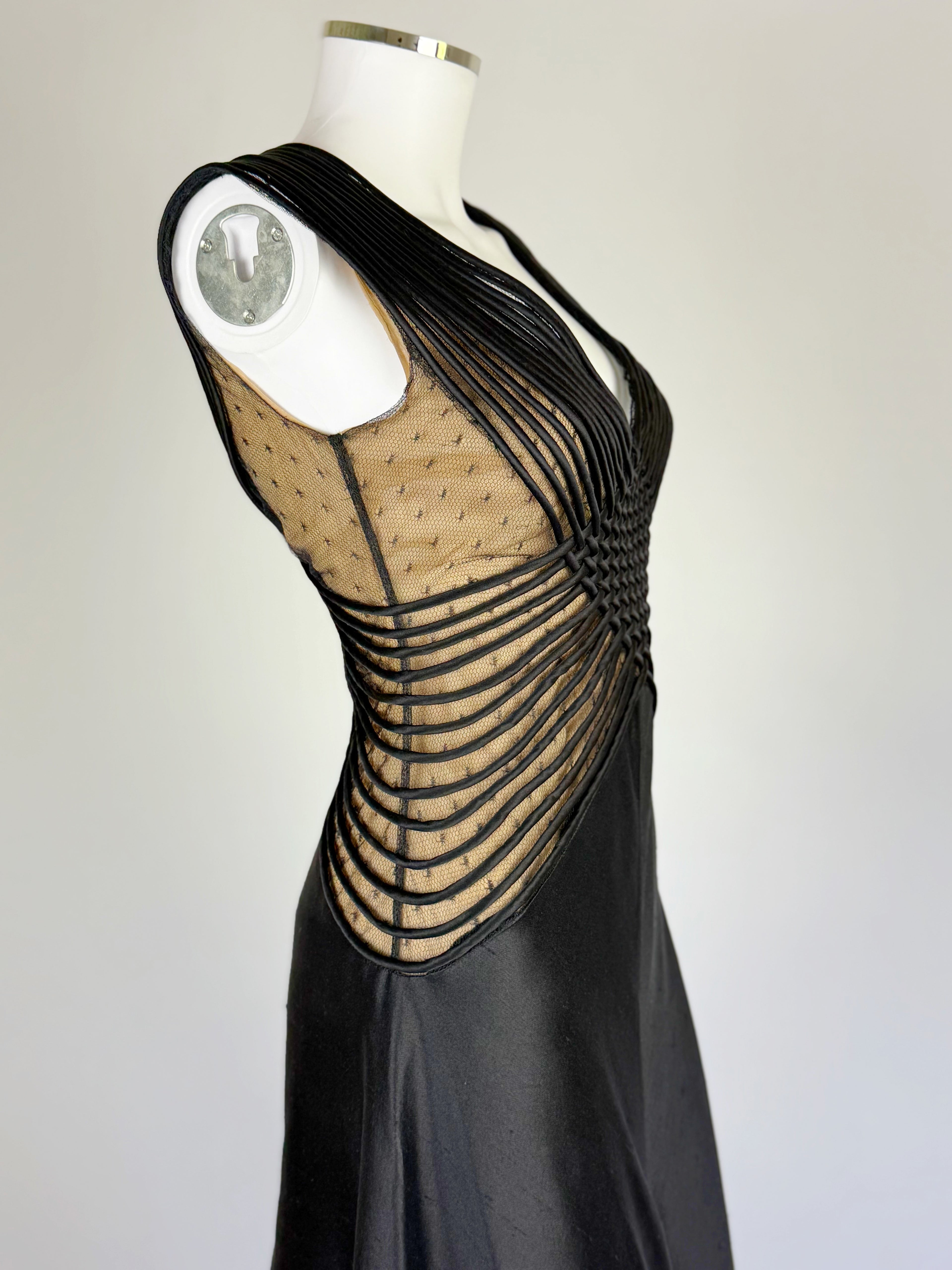 Valentino Black Lattice Evening Gown, SS 1999