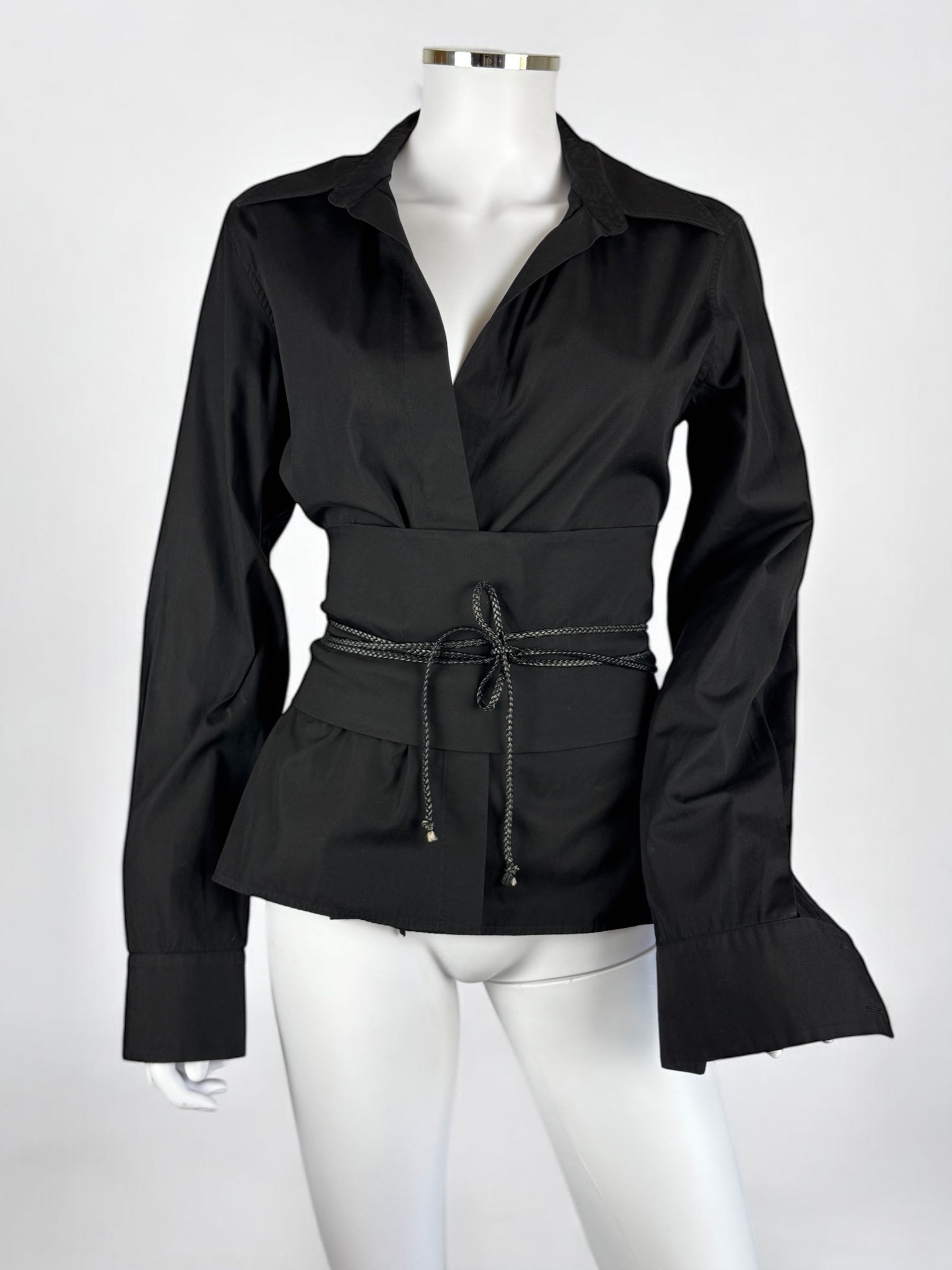 Gucci by Tom Ford Black Blouse w Obi Belt, FW 2002
