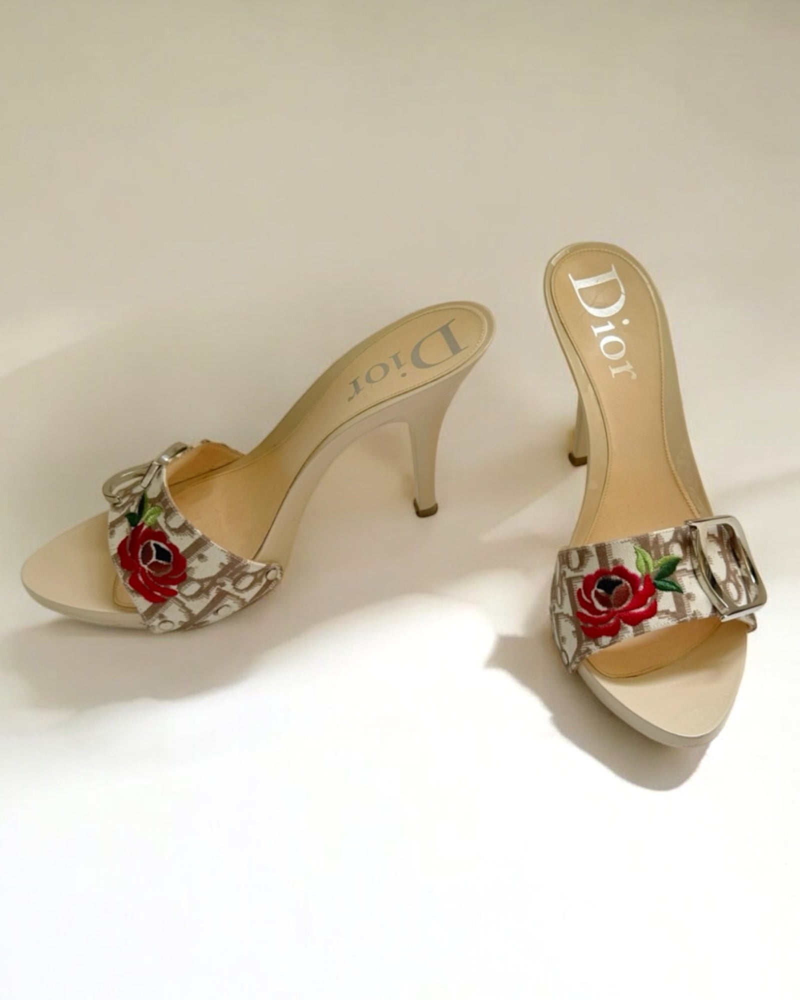 Christian Dior by John Galliano Monogram Floral Clogs, c. 2000s