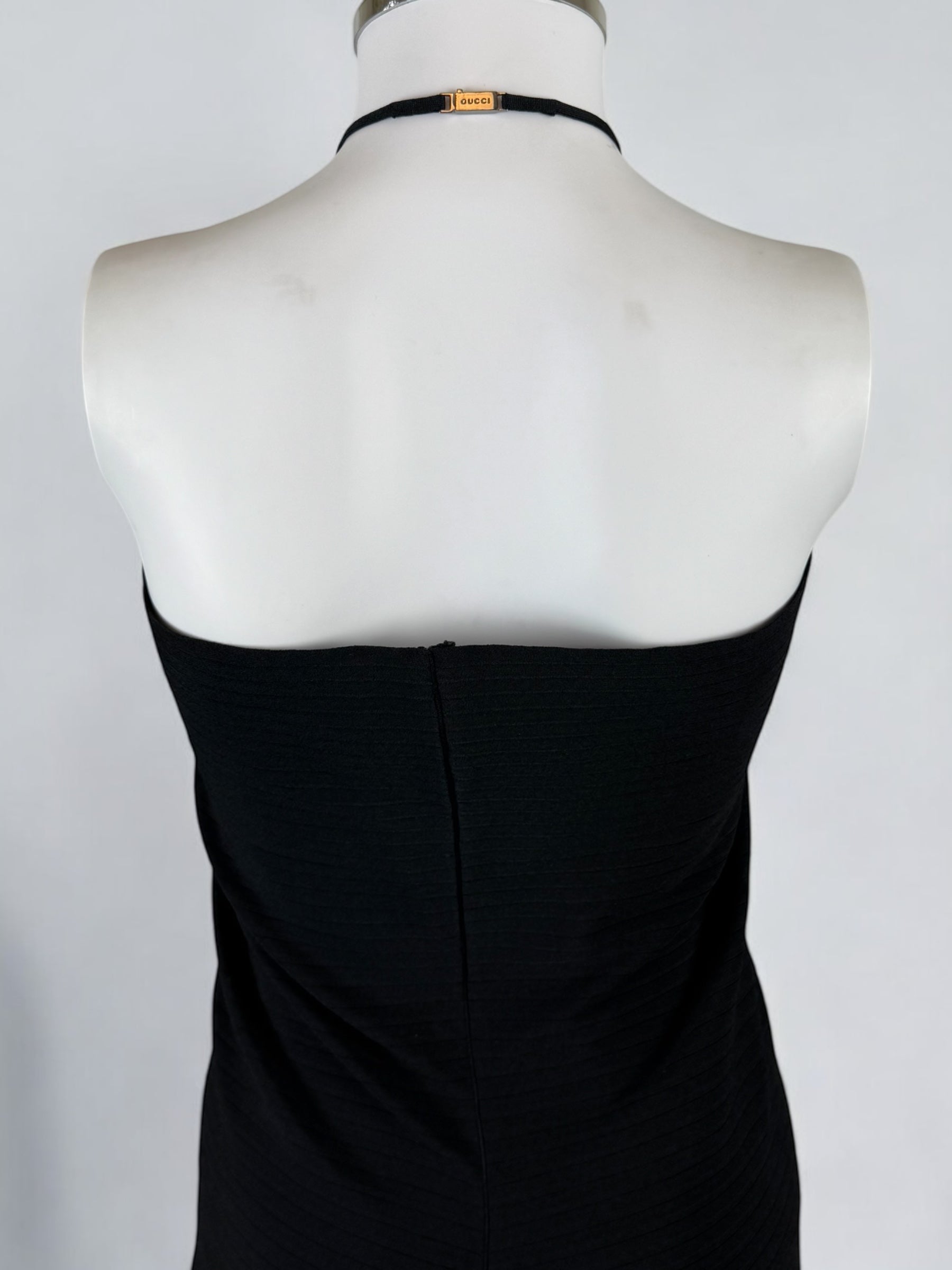 Gucci by Tom Ford Black Ribbed Halterneck Dress, SS 2000