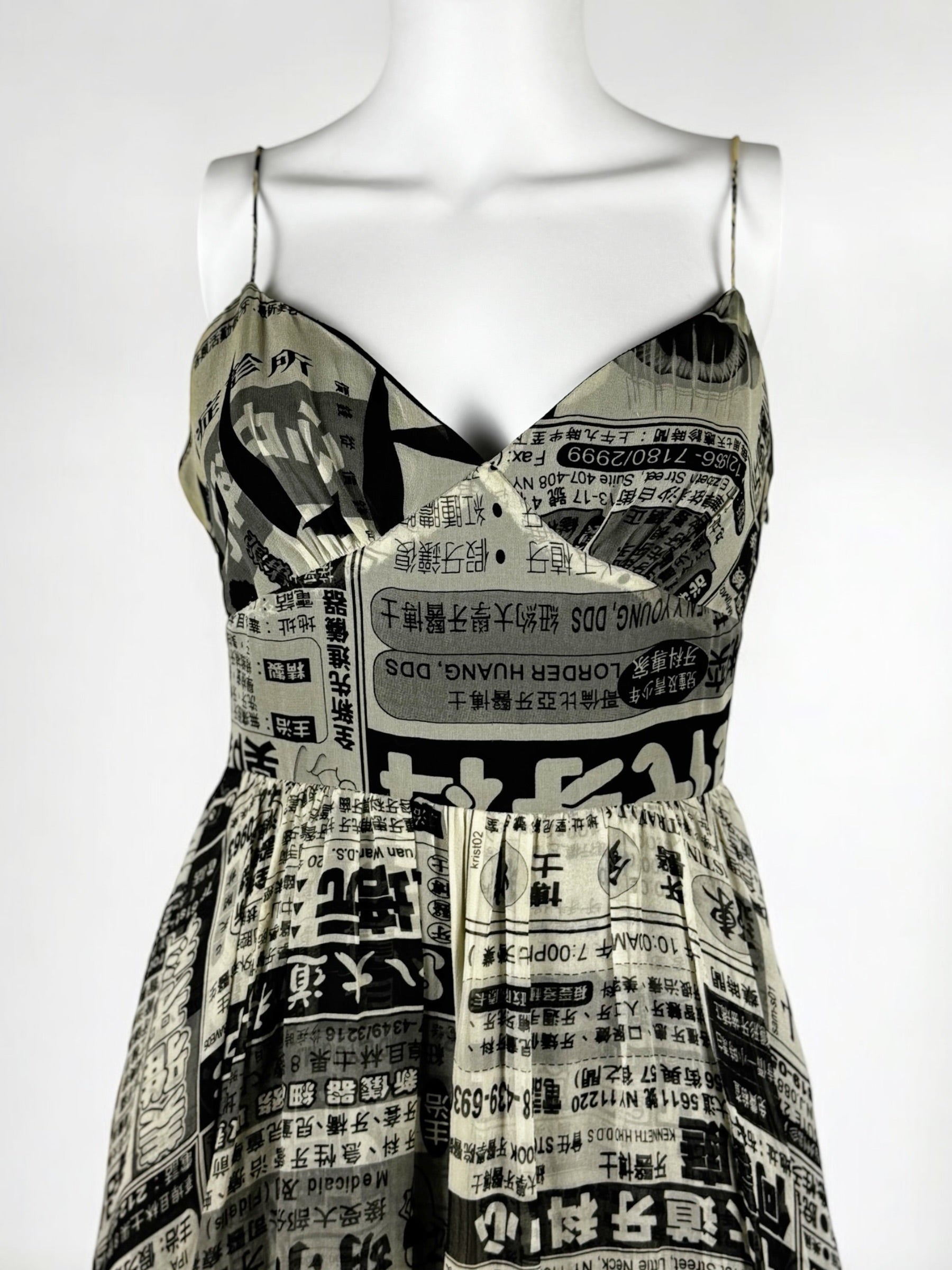 Betsey Johnson Silk Chinese Newspaper Dress, SS 2005