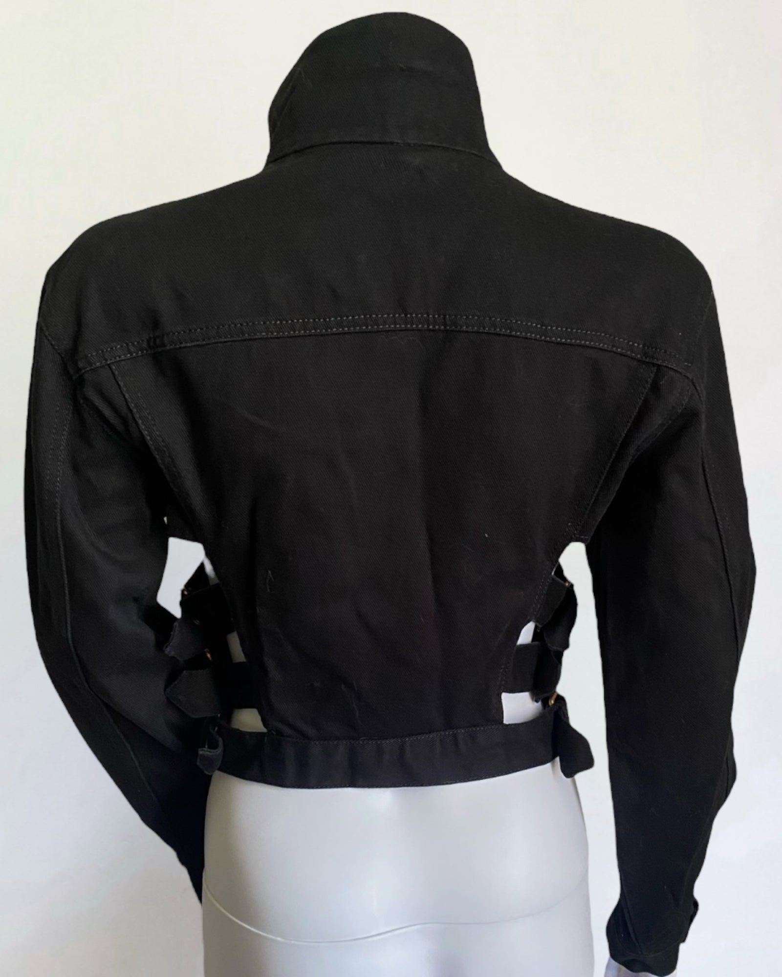 Gaultier Junior Black Bondage Denim Jacket, c. Late 1980s