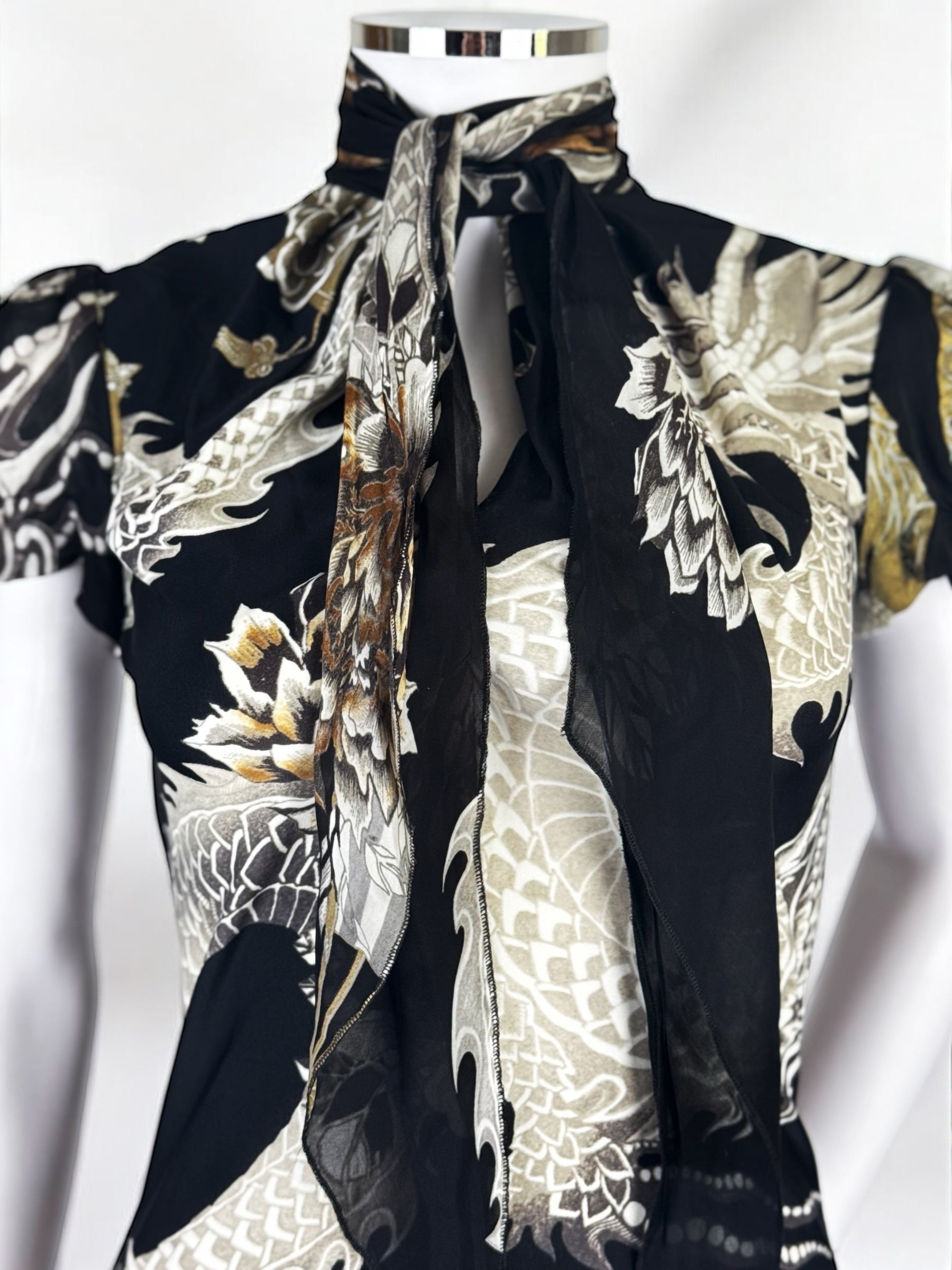Roberto Cavalli Dragon and Fan Mini Dress, 2006