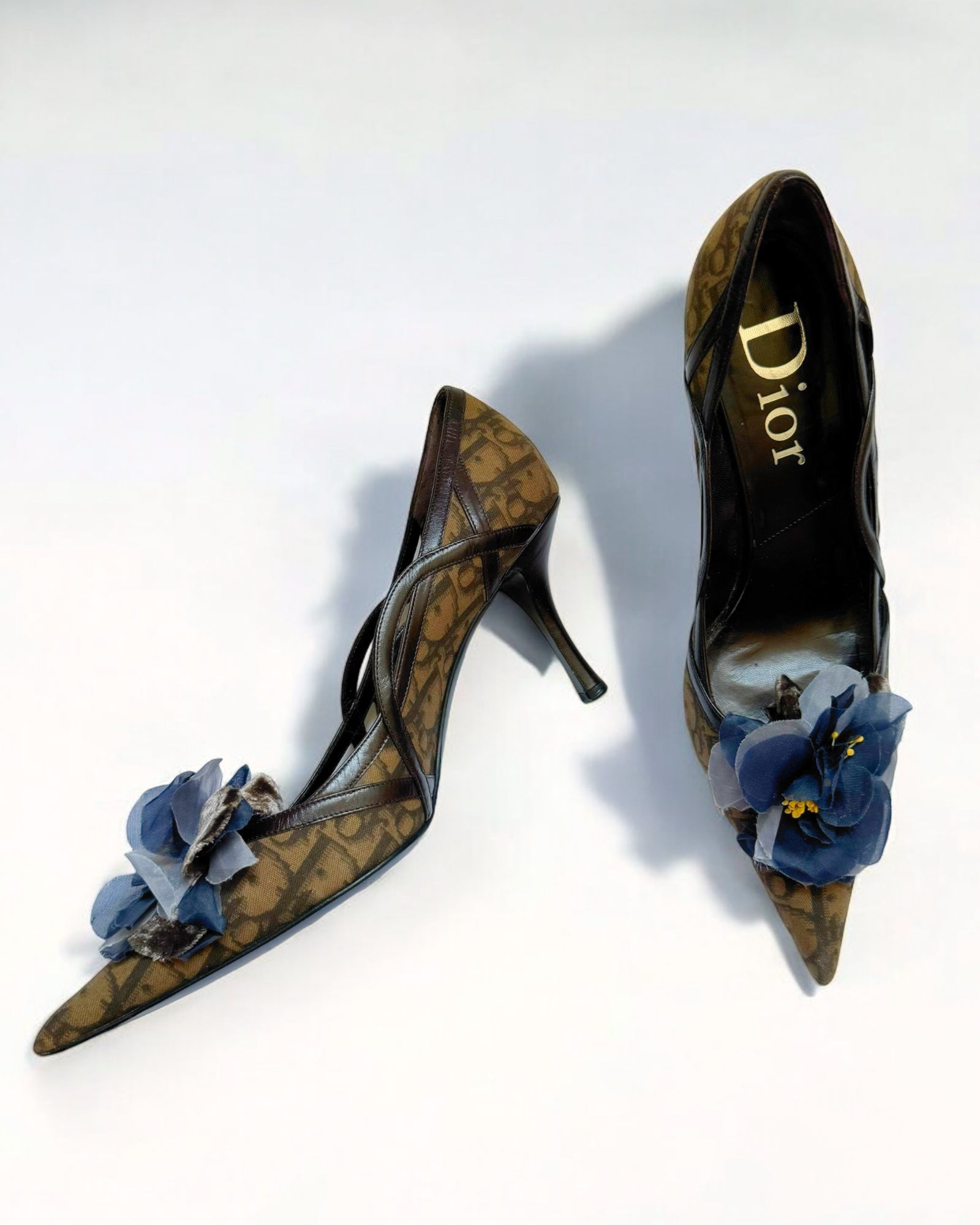 Christian Dior by John Galliano Flower Applique Monogram Heels, c. 2000s