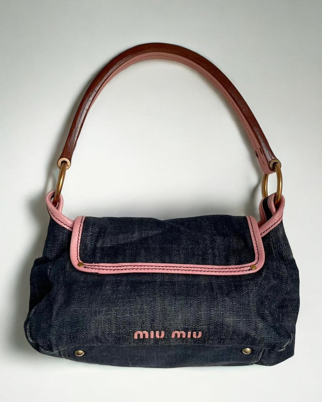 Miu Miu Denim and Pink Leather Mini Bag, c. 2000s