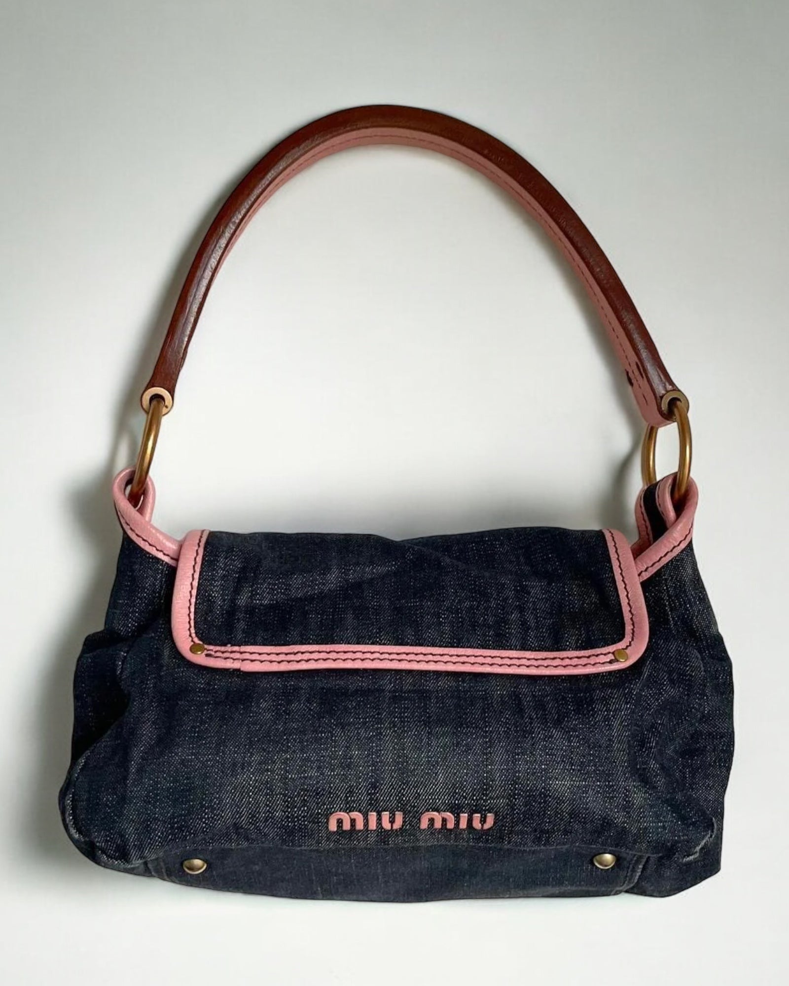 Miu Miu Denim and Pink Leather Mini Bag, c. 2000s
