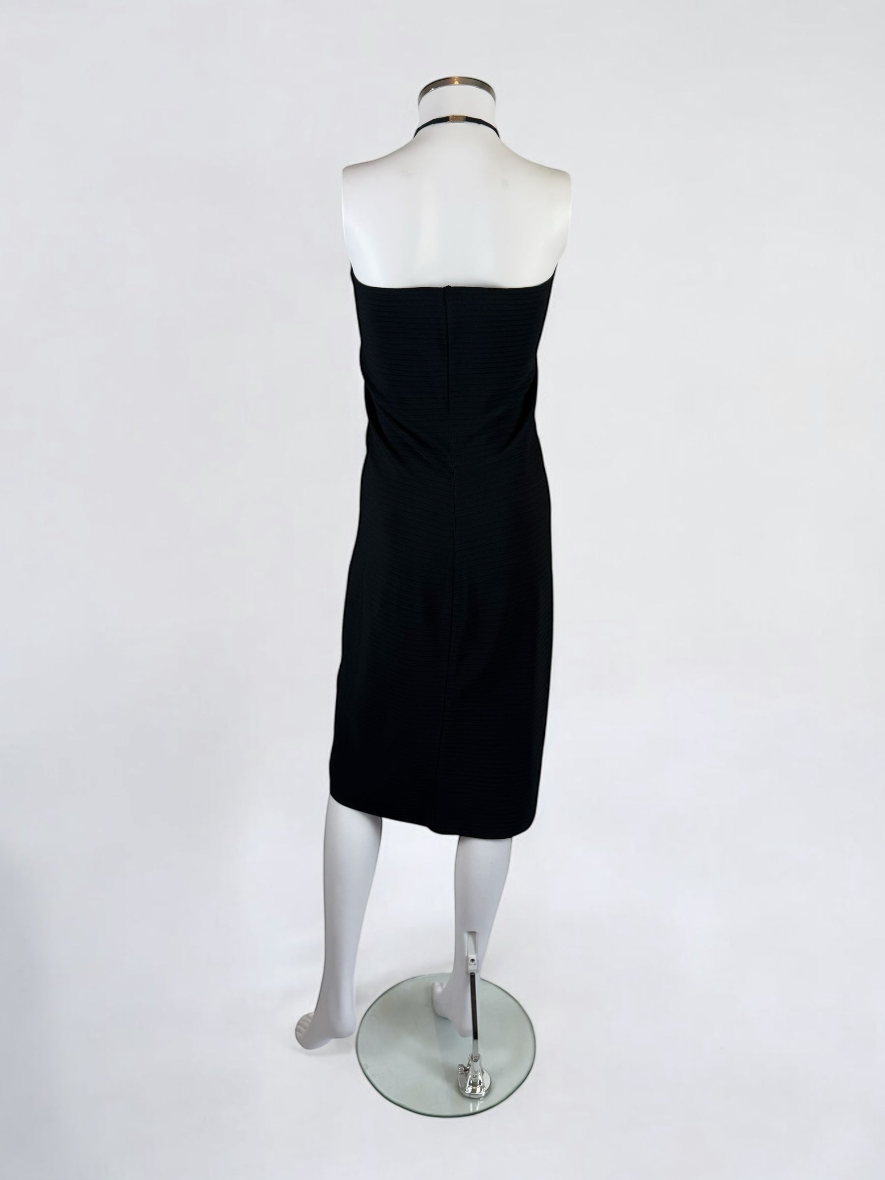 Gucci by Tom Ford Black Ribbed Halterneck Dress, SS 2000