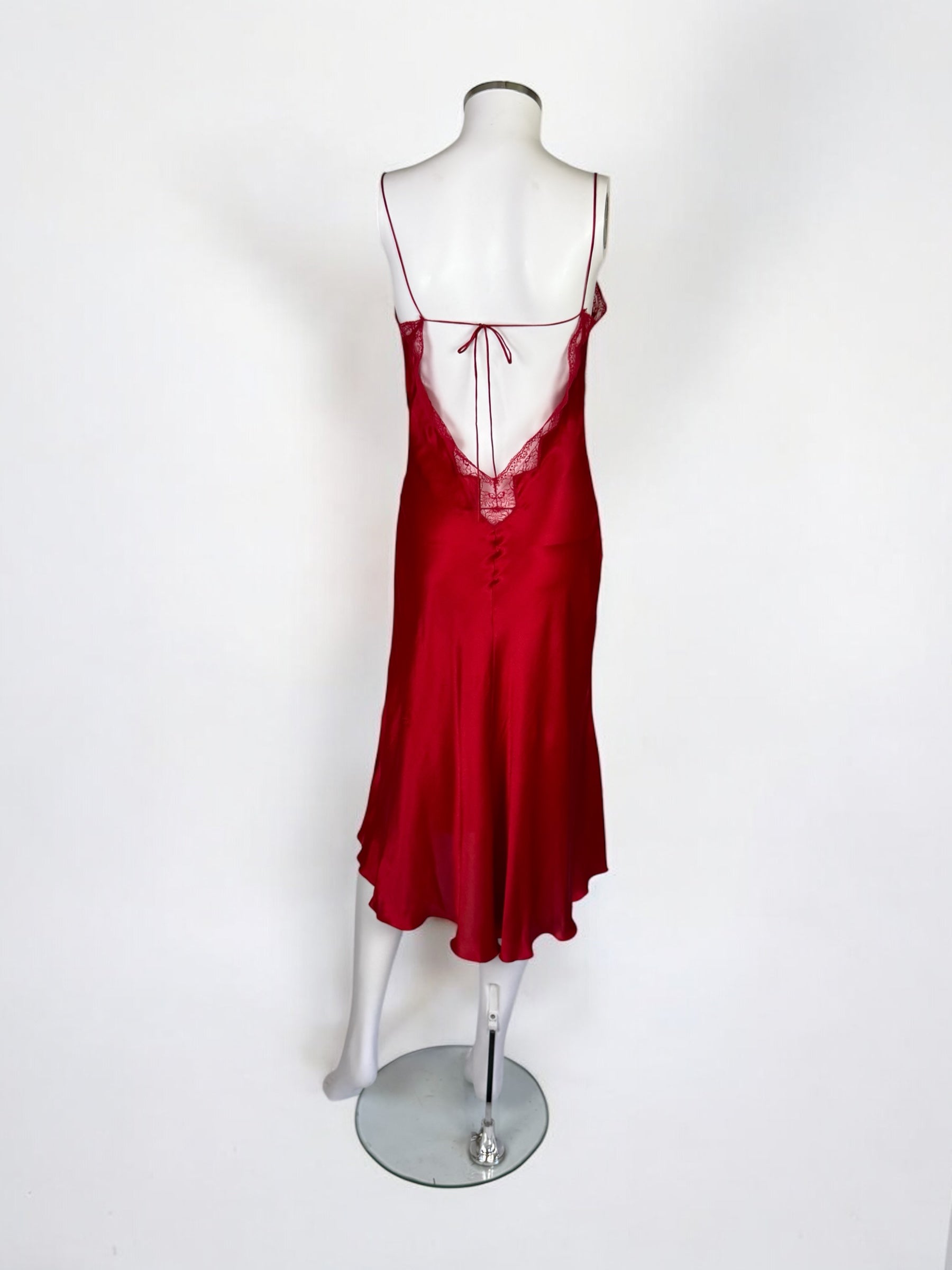 Blumarine Red Silk Lace Insert Slip Dress, c. 2000s