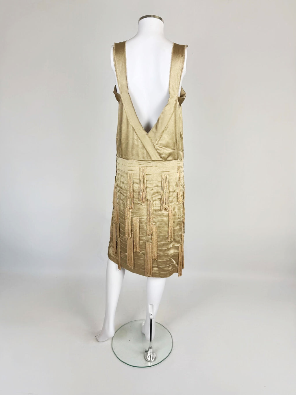 Alberta Ferretti Champagne Gold Fringe Silk Dress, SS 2009