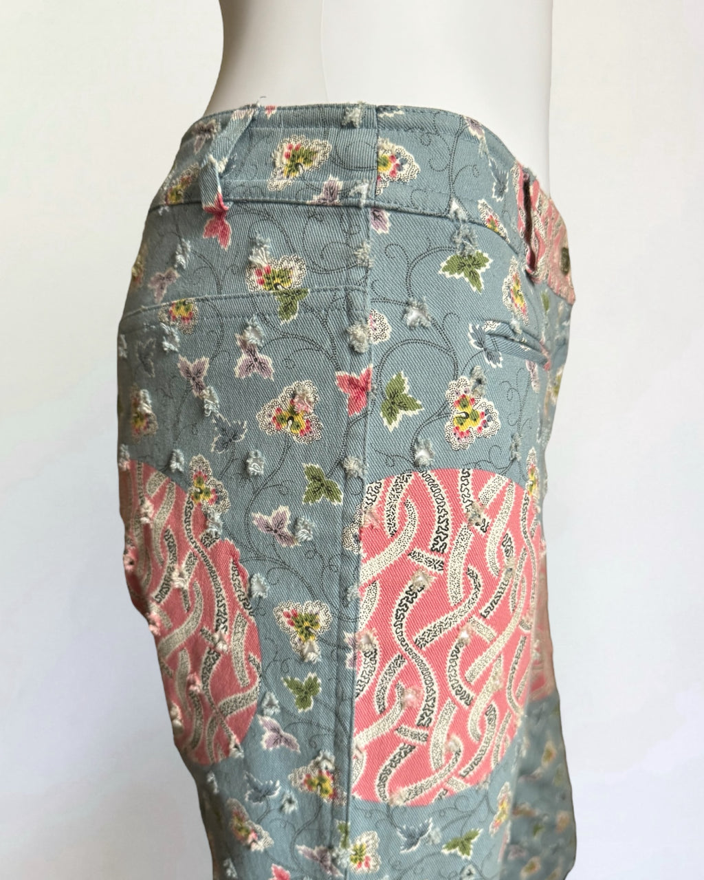 Christian Dior by John Galliano Blue Floral Print Jeans, 2003