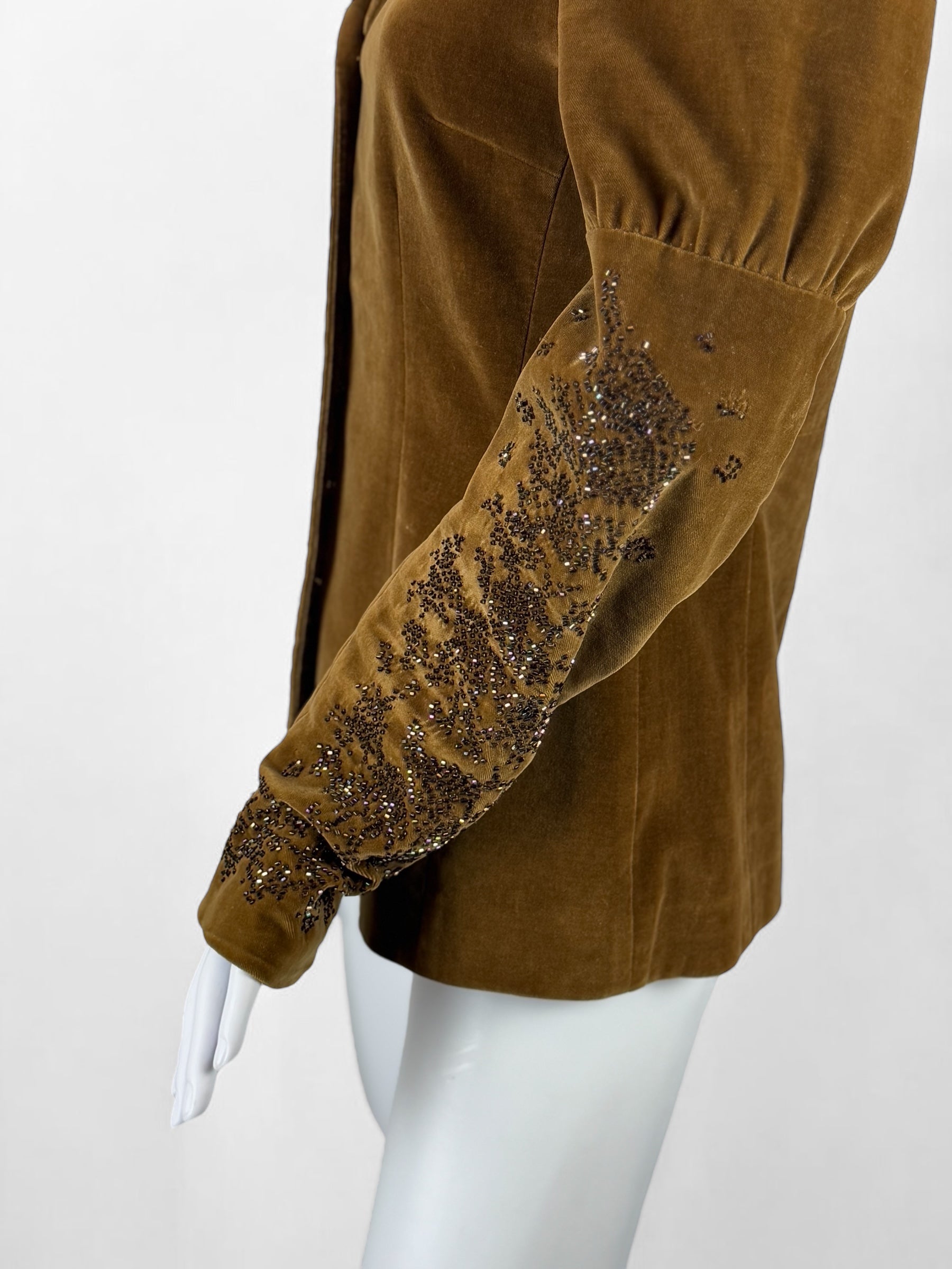 Dries Van Noten Brown Velvet Beaded Blazer, FW 1999