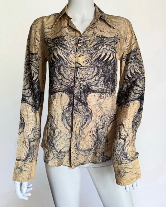 Jean Paul Gaultier Femme Silk Dragon Blouse, c. 1990s