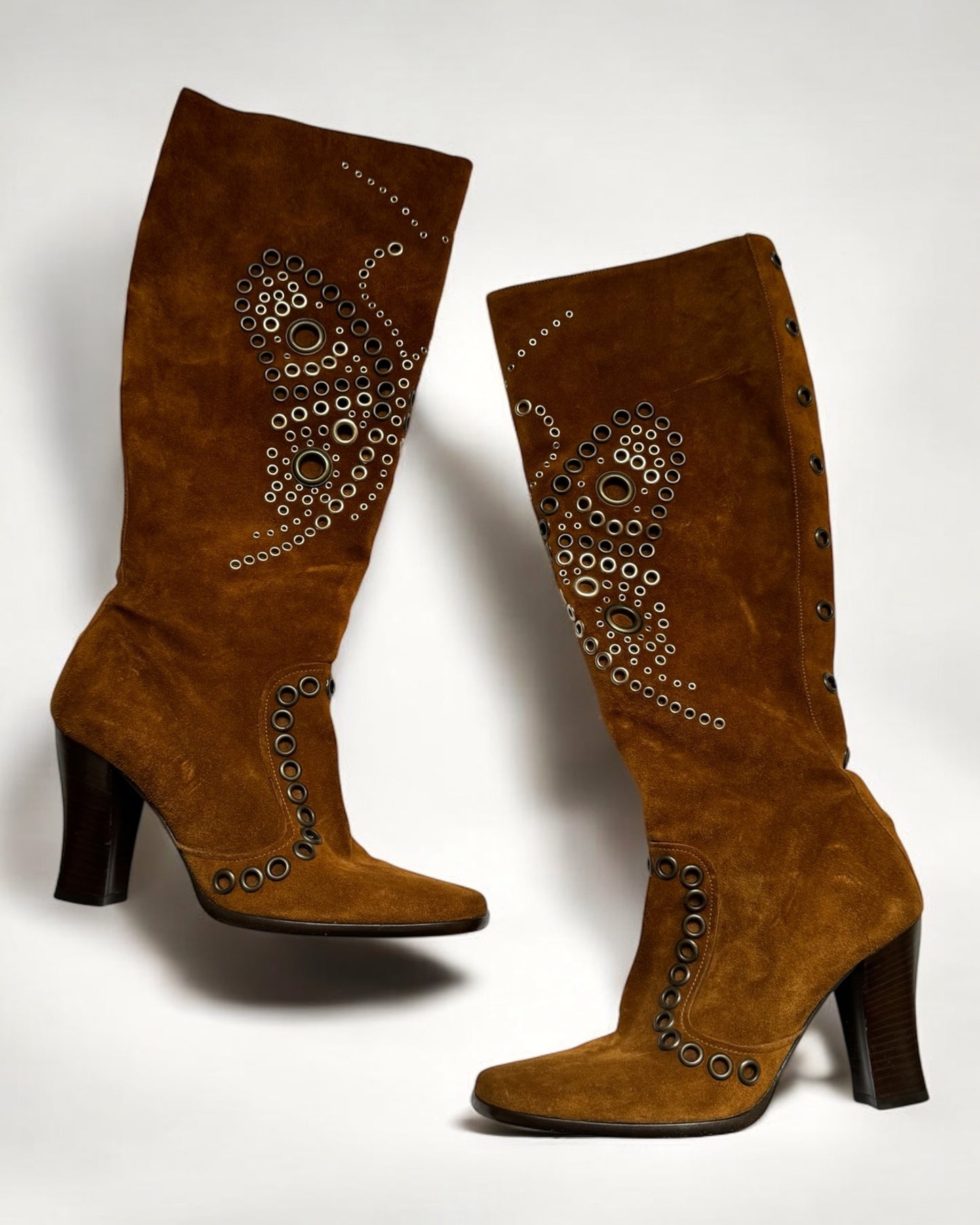 Dolce & Gabbana Suede Butterfly Studded Boots, c. 2000s