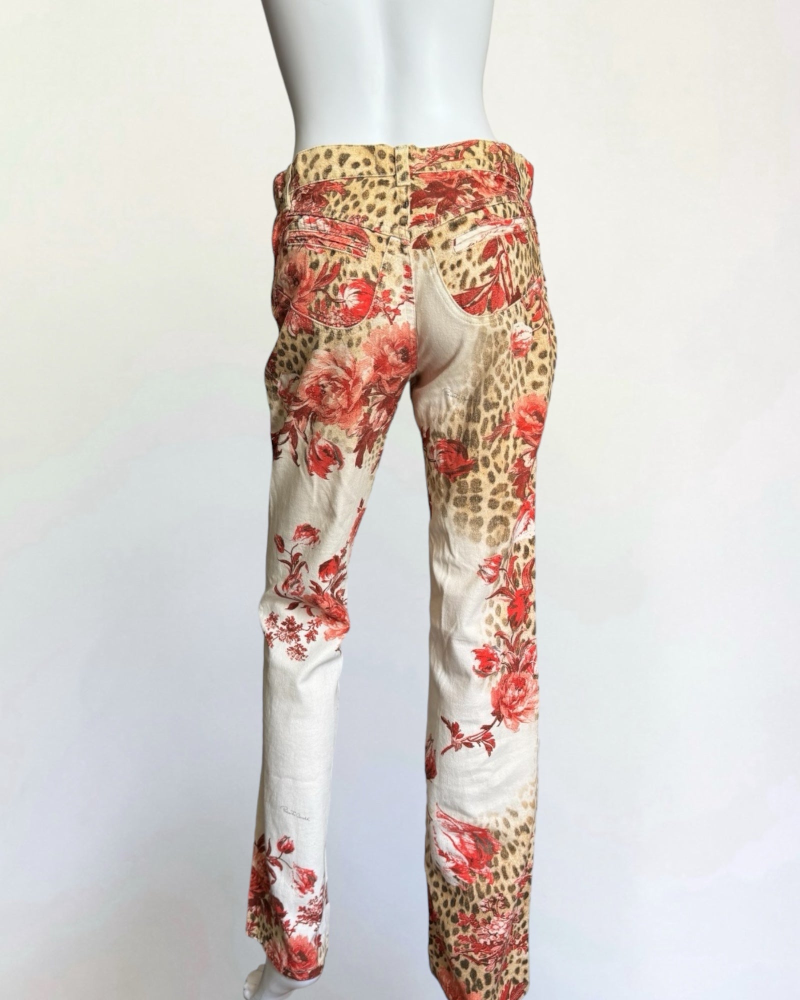 Roberto Cavalli Floral and Leopard Jeans, c. 2000s