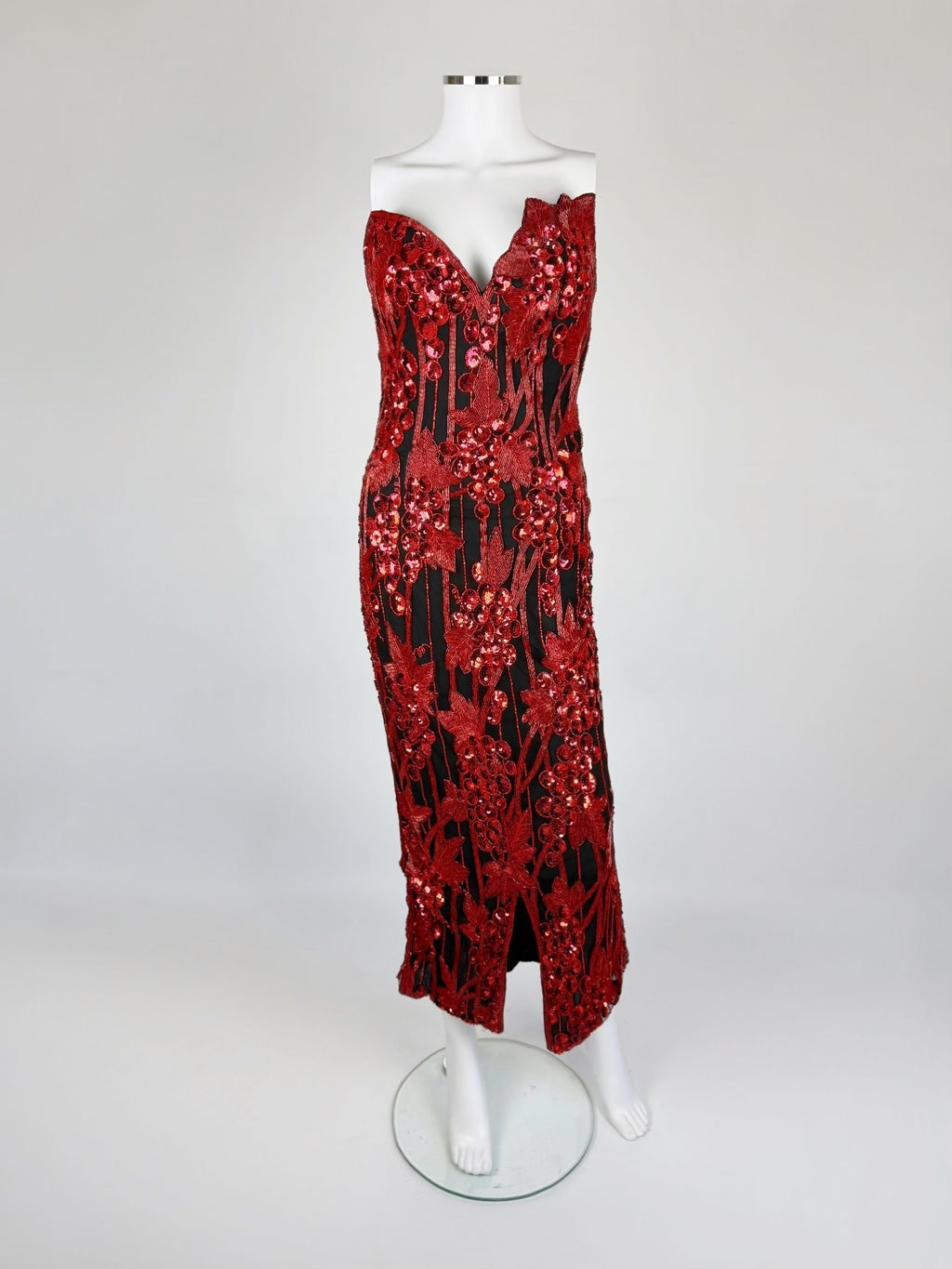 Bob Mackie Red Sequin Grapevine Dress, SS 1989