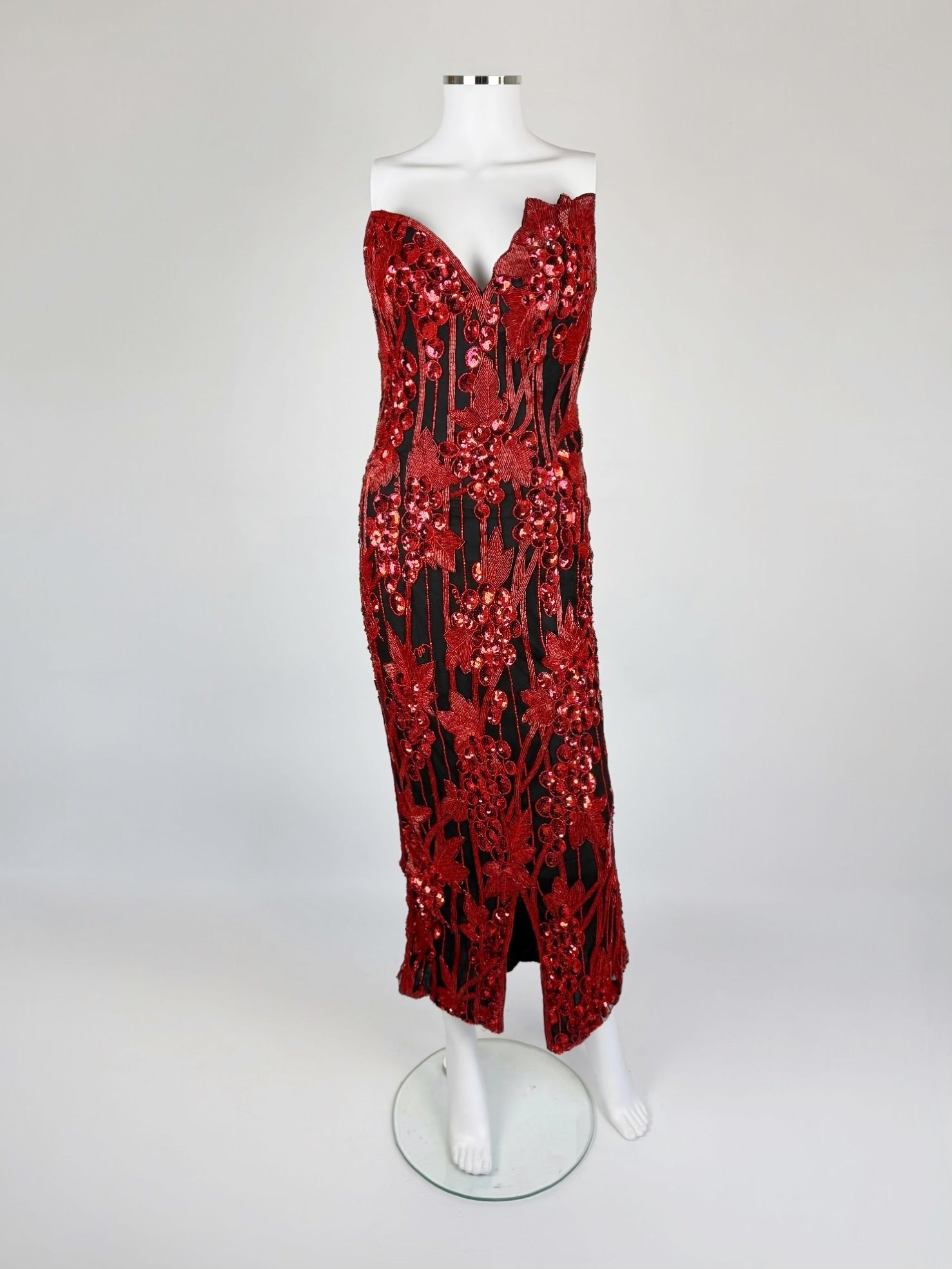 Bob Mackie Red Sequin Grapevine Dress, SS 1989