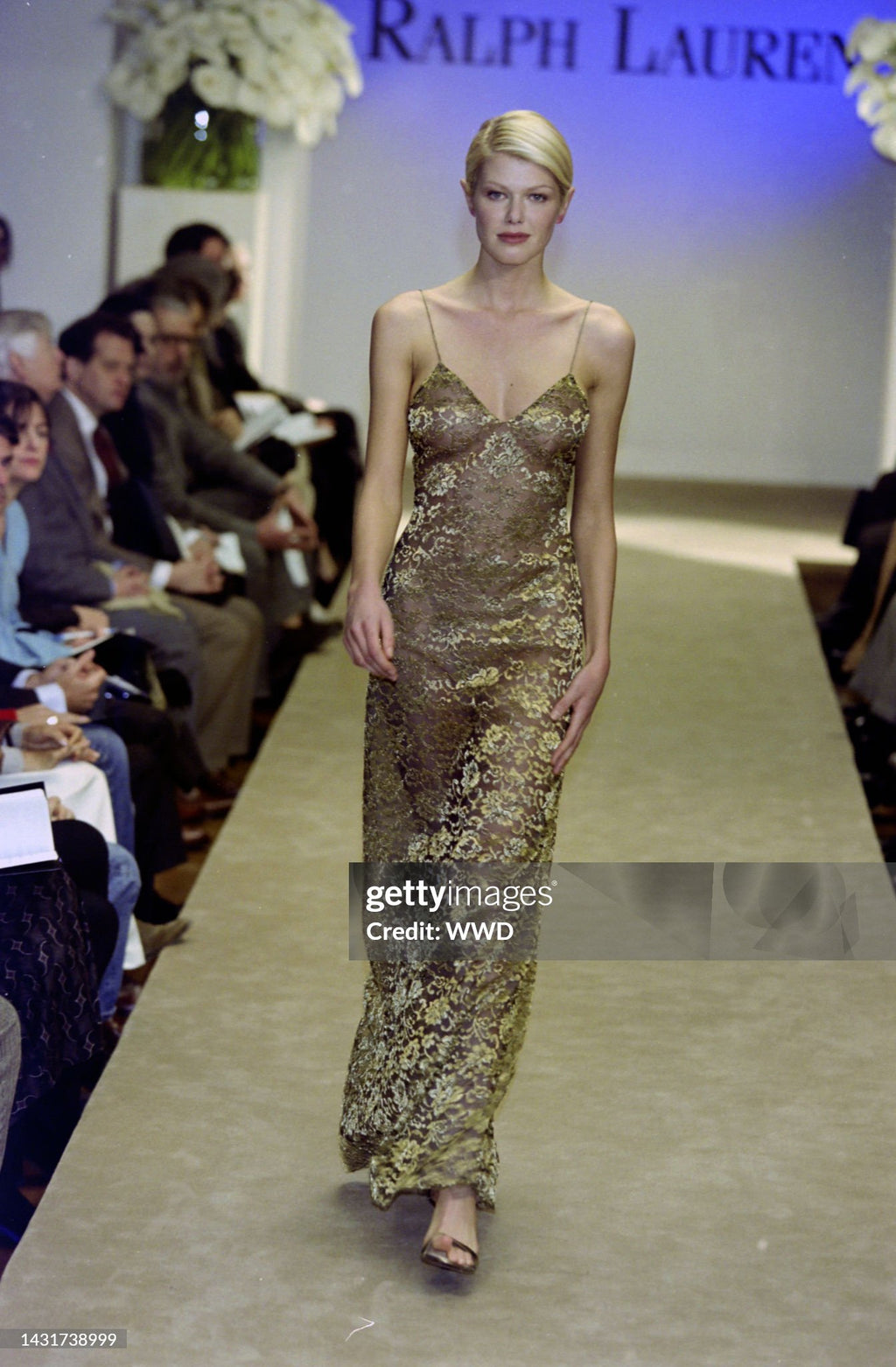 Ralph Lauren Gold Lace Gown, FW 1996