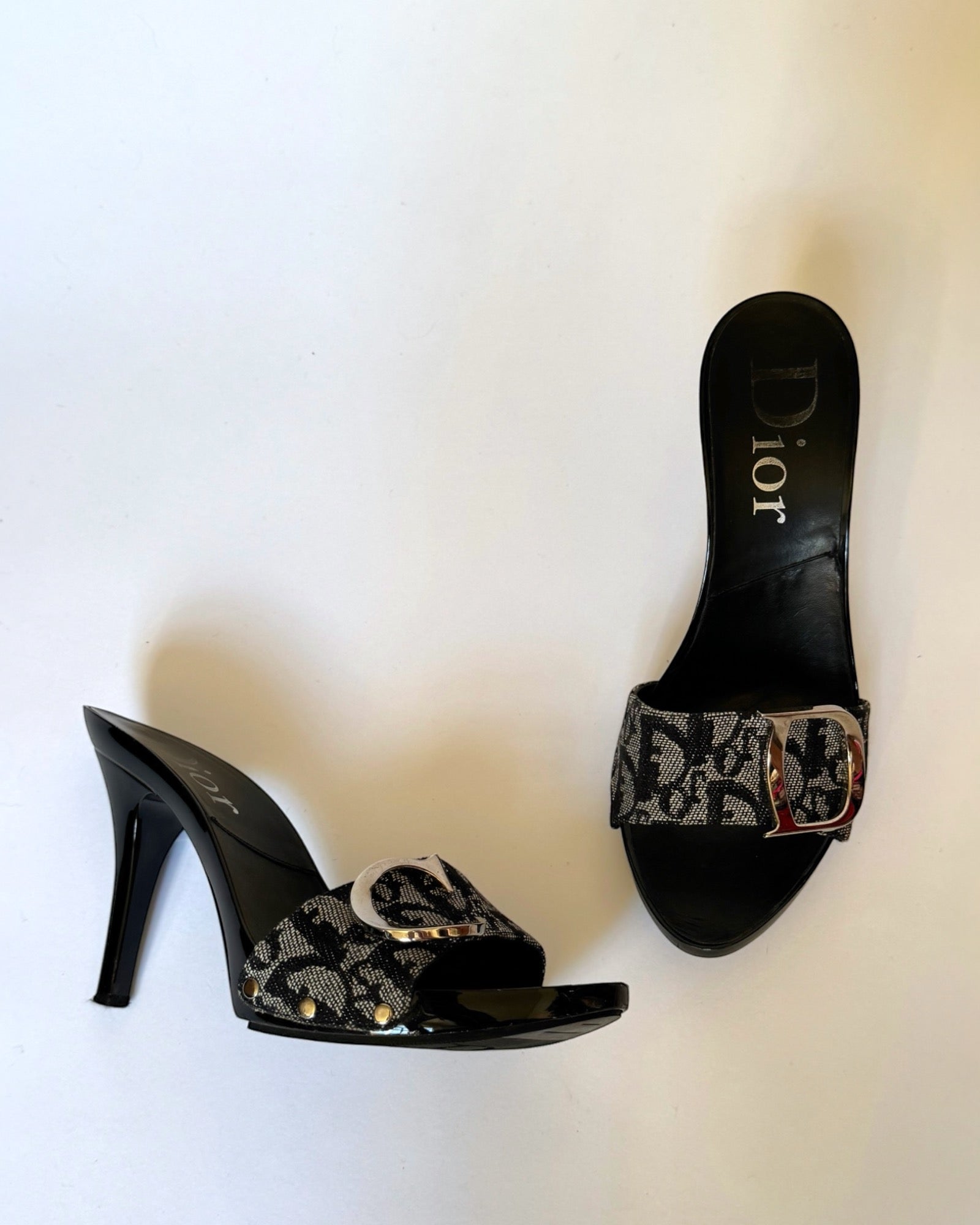 Christian Dior by John Galliano Monogram Trotter Oblique Clogs, 2005