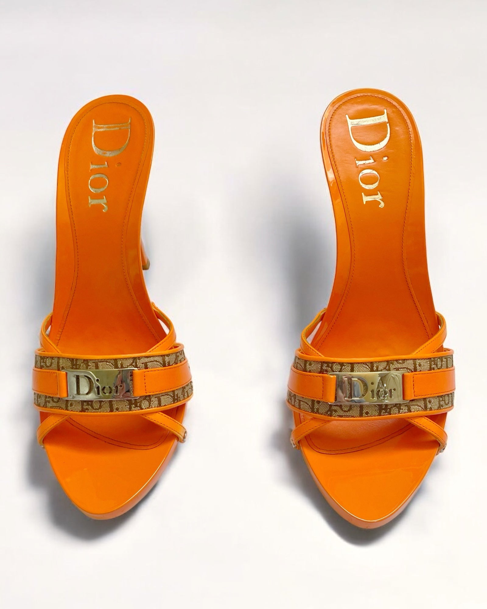 Christian Dior by John Galliano Orange Monogram Clogs, c. 2000s