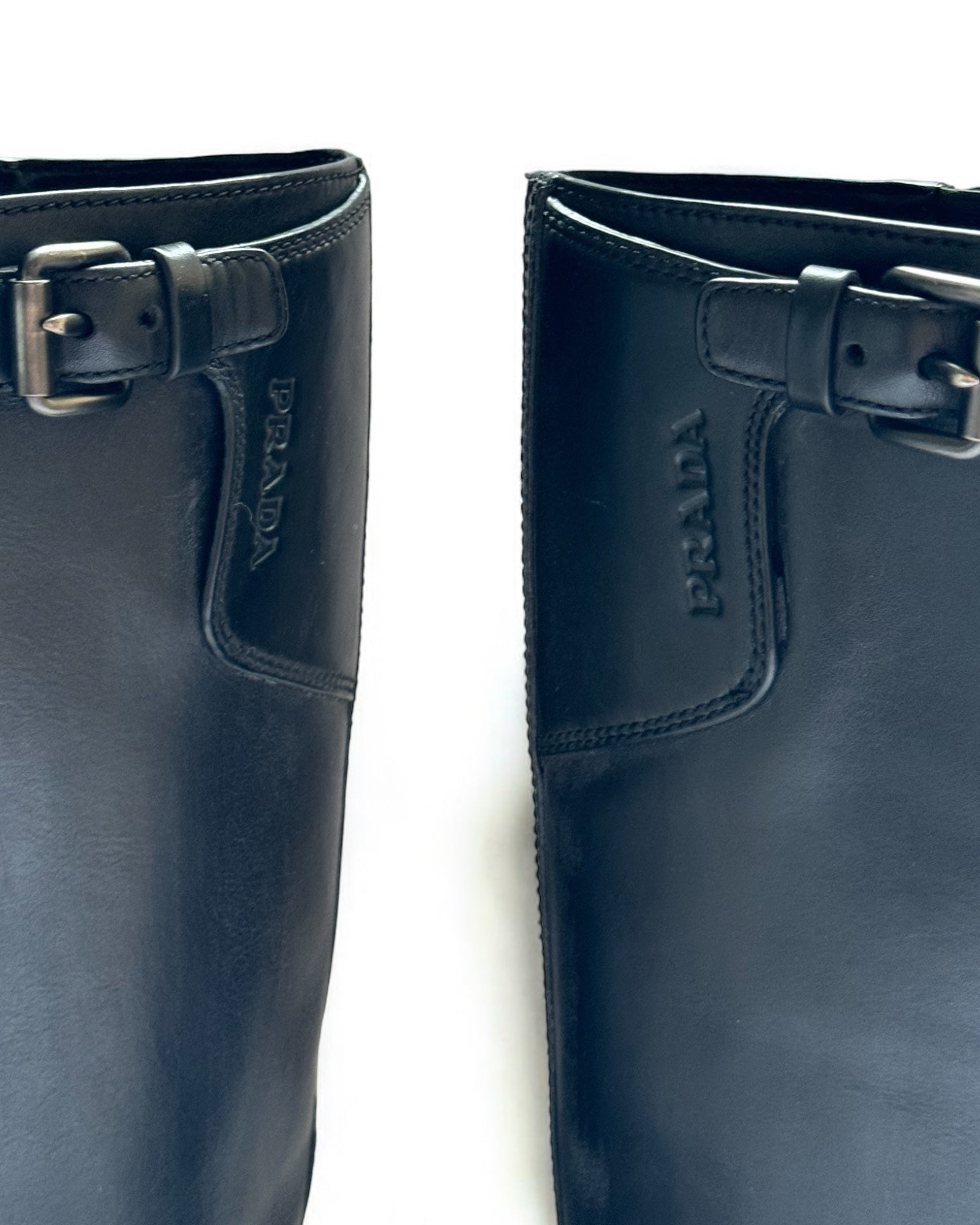 Prada Sport Black Leather Knee High Boots, c. 2000s