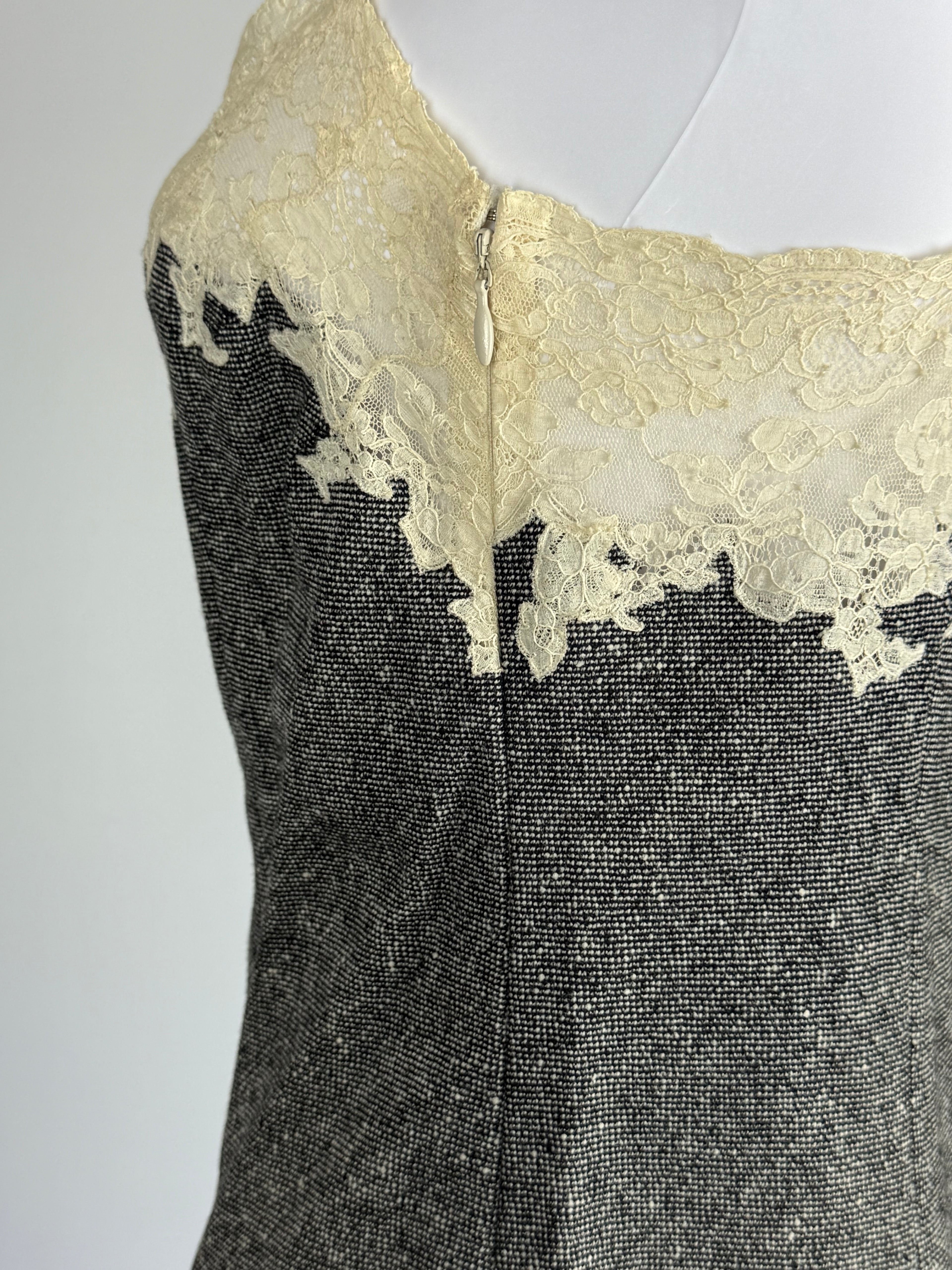 Christian Dior by John Galliano Wool & Lace Slip Dress Ensemble, FW 1998