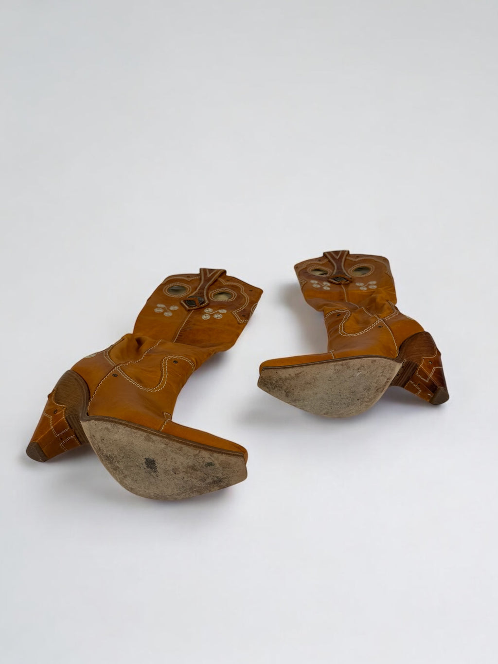 Christian Dior by John Galliano Tan Leather Cowboy Boots, 2001